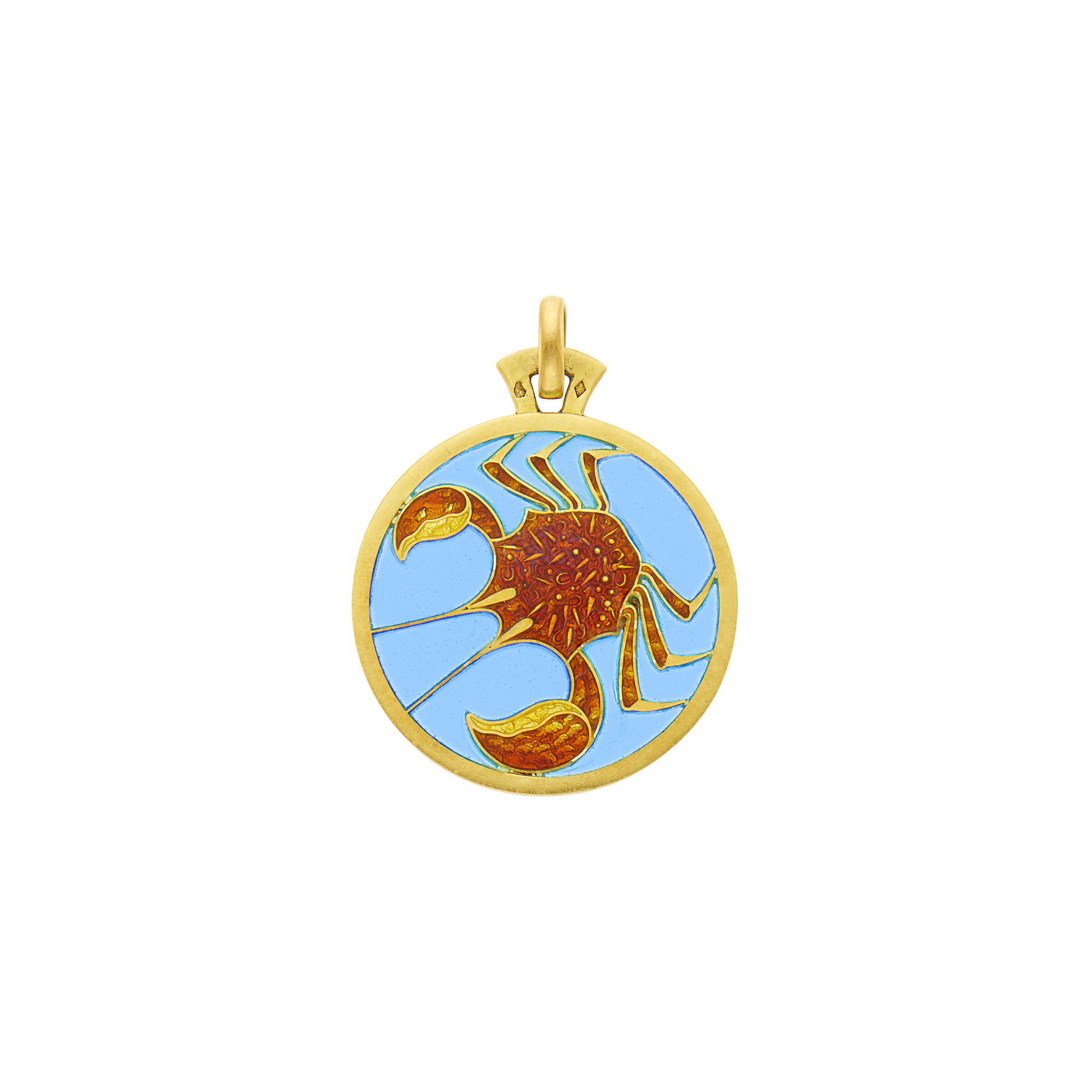 Lot image - Cartier Gold, Enamel and Plique-à-Jour Enamel Cancer Zodiac Pendant, France