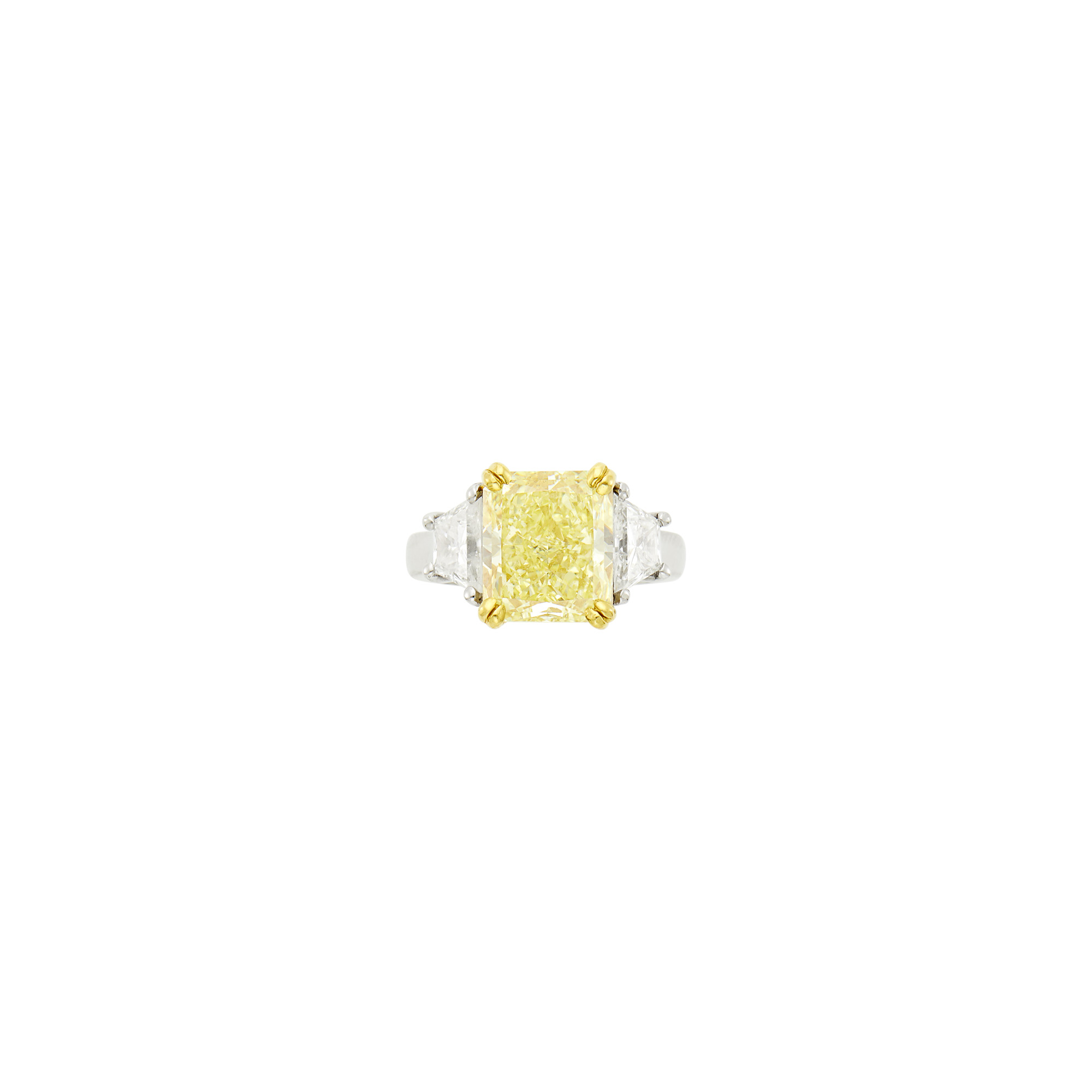 Lot image - Platinum, Gold, Fancy Yellow Diamond and Diamond Ring