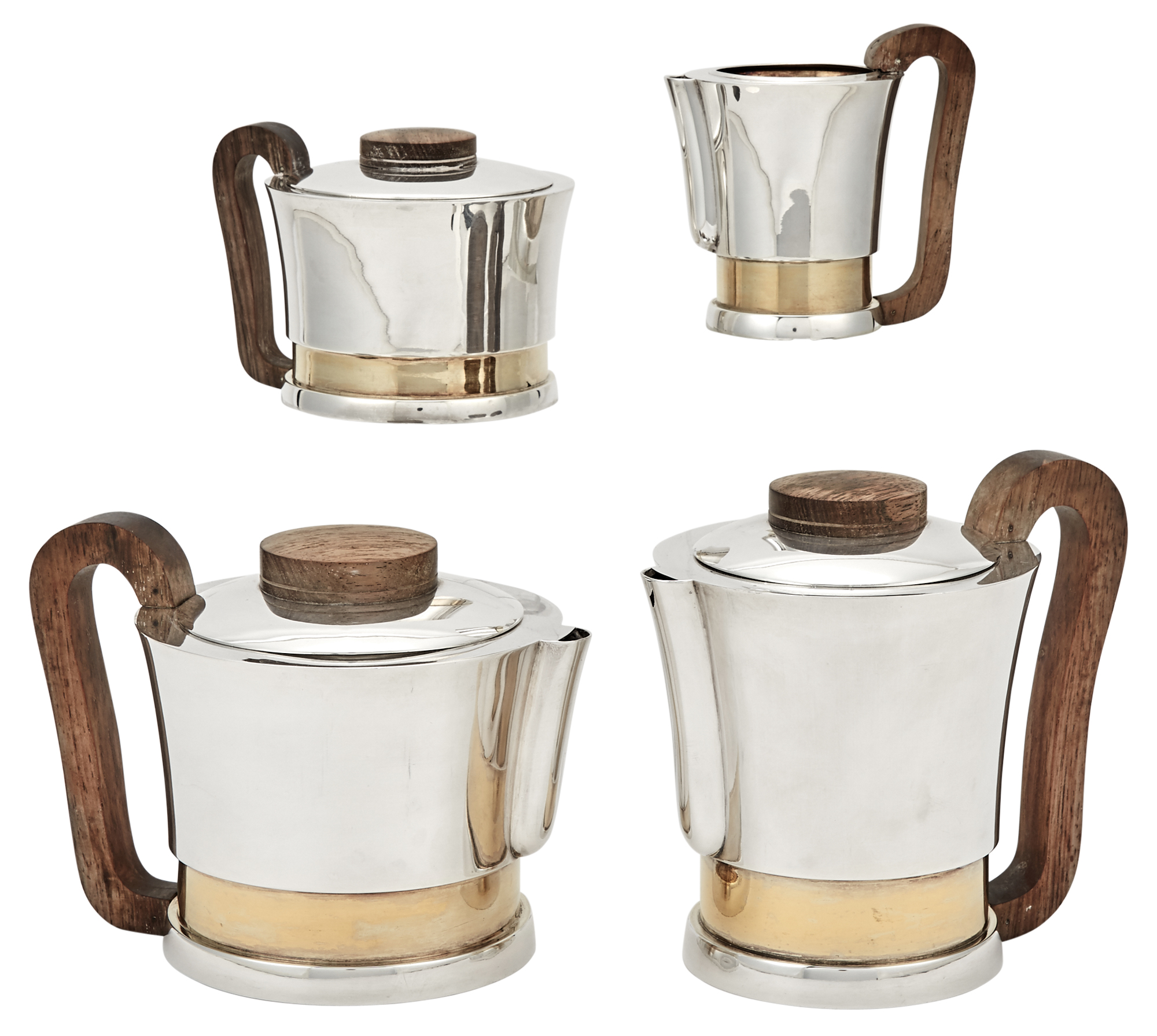 Lot image - Jean E. Puiforcat Sterling Silver and Partial Gilt Tea and Coffee Service