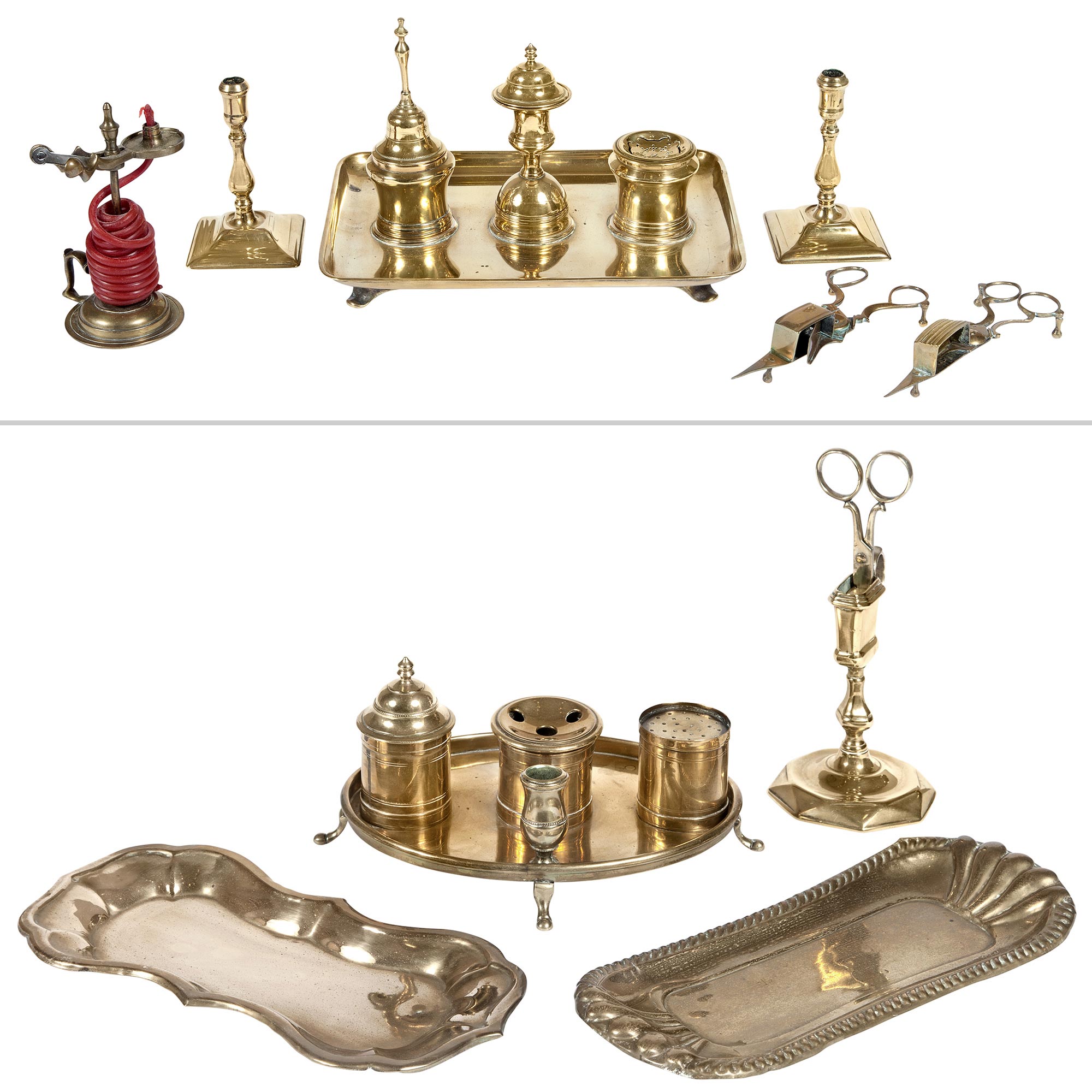 Lot image - Group of Brass Desk and Table Articles