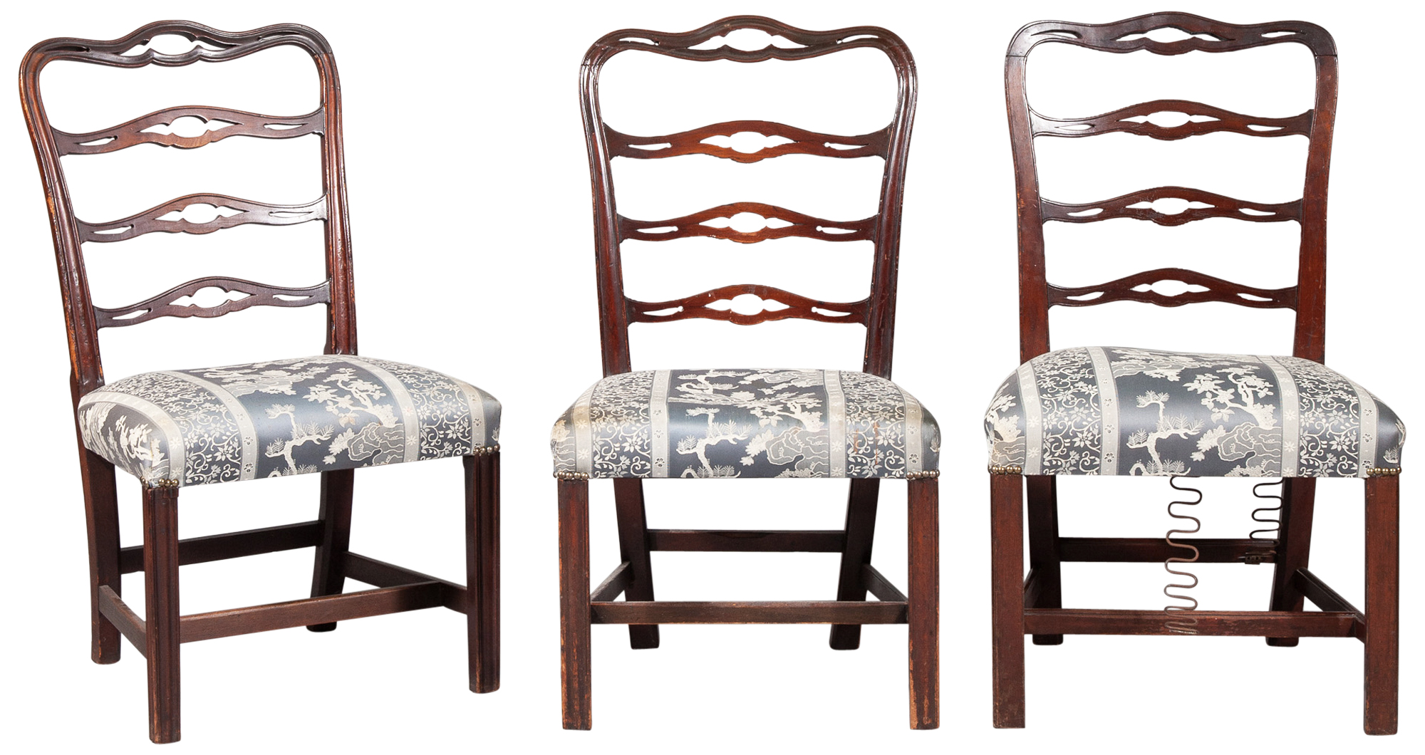 Lot image - Three Chippendale Pierced Slat-Back Side Chairs