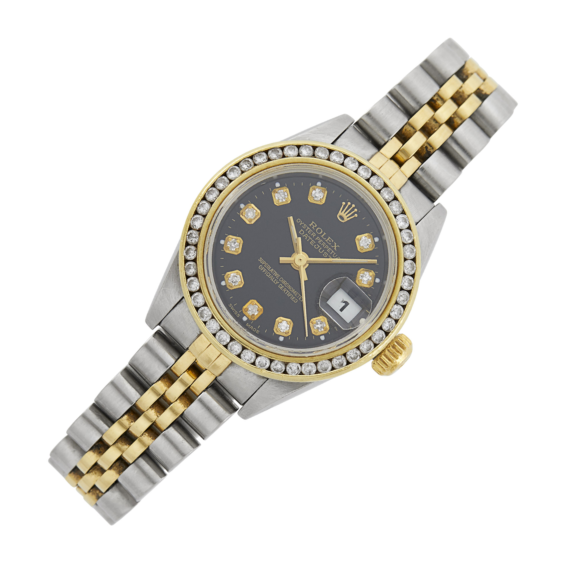 Lot image - Rolex Stainless Steel, Gold and Diamond Oyster Perpetual DateJust Wristwatch, Ref. 79173