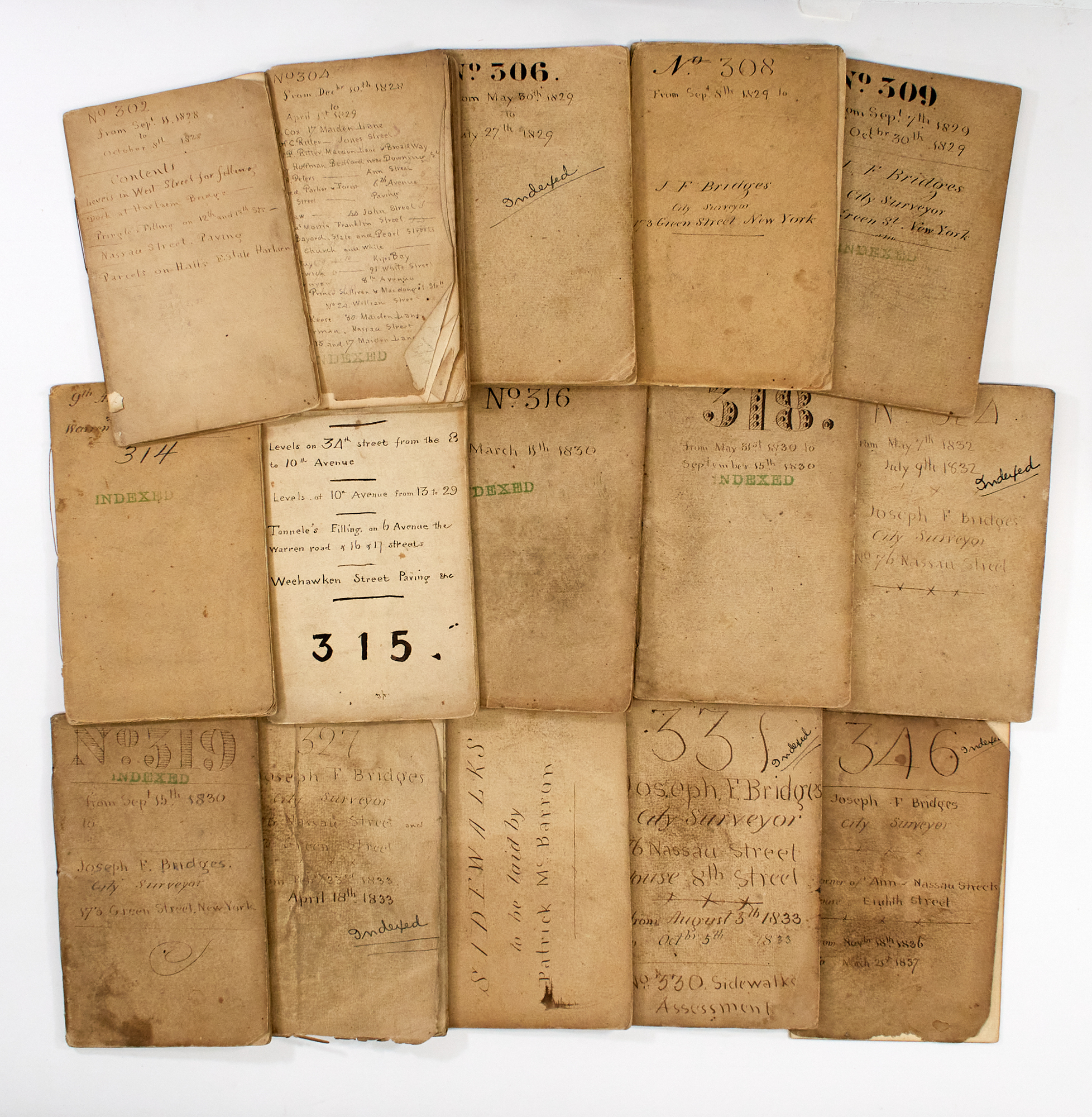 Lot image - BRIDGES, JOSEPH F.  Collection of fourteen manuscript field notebooks.