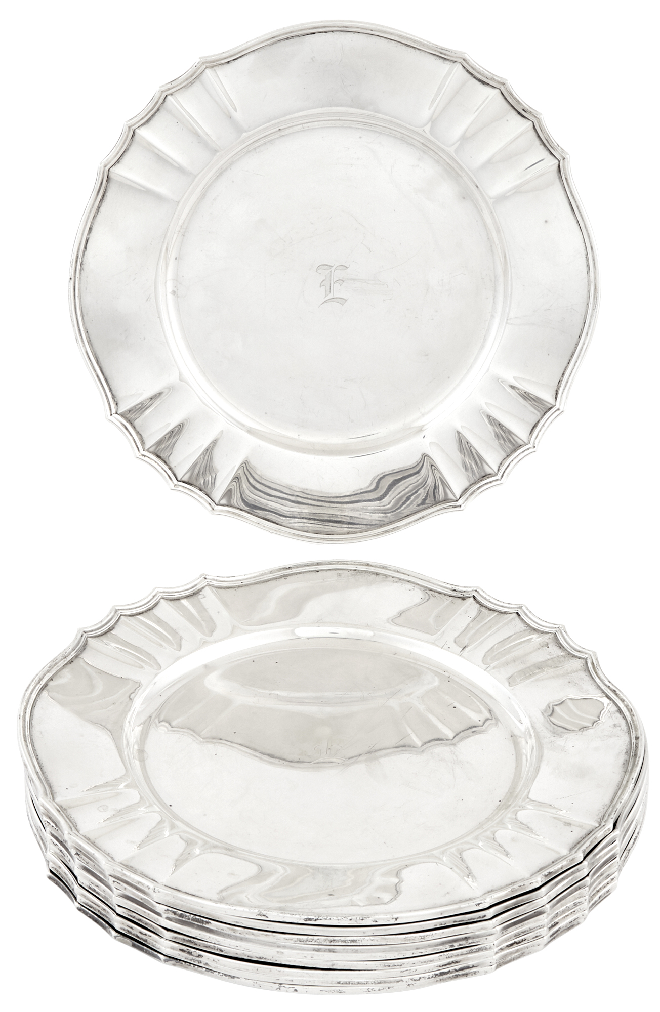 Lot image - Set of Ten Gorham Sterling Silver Chargers