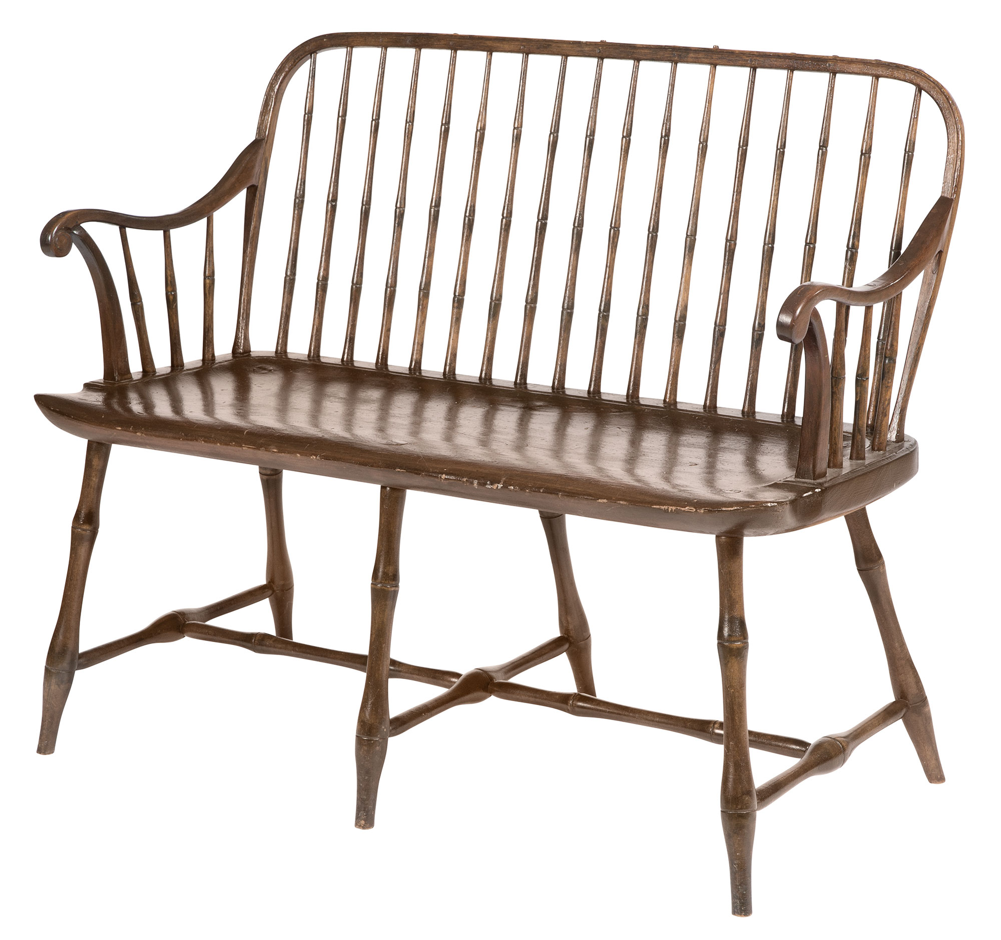 Lot image - Windsor Style Bamboo-Turned Bench