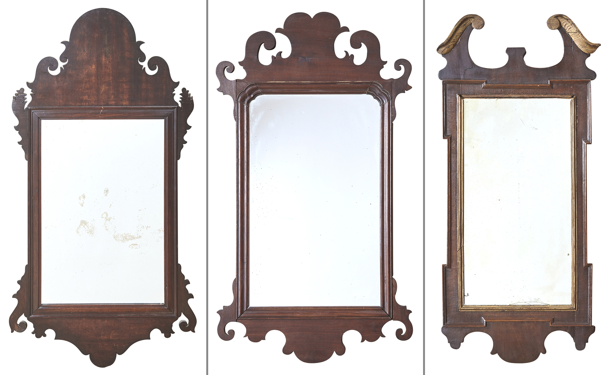 Lot image - Mahogany Scrolled and Arched Mirror