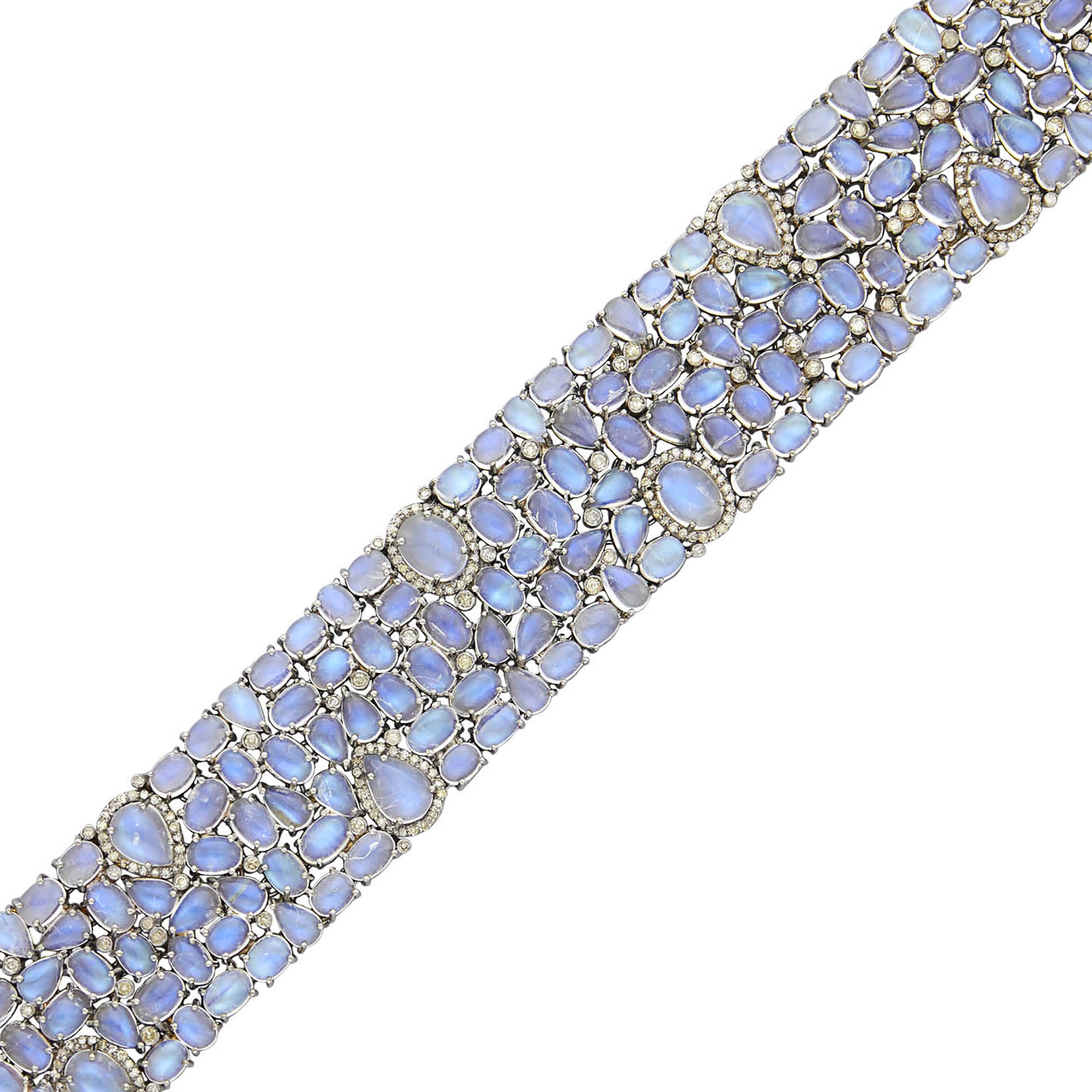 Lot image - Silver, Moonstone and Diamond Bracelet