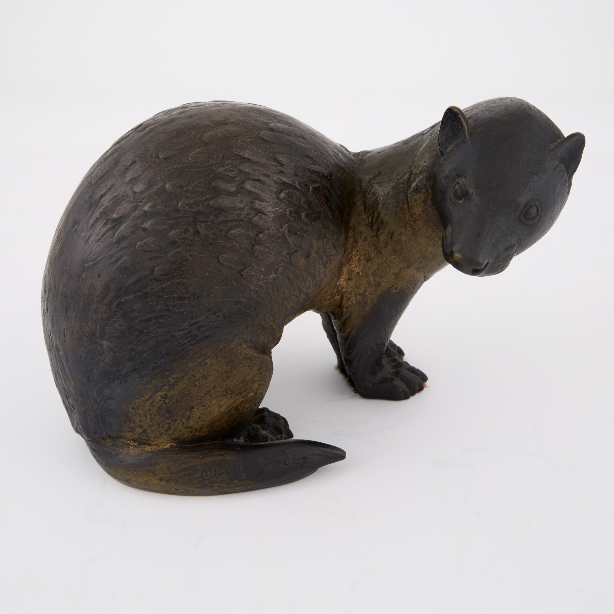 Lot image - Edouard Marcel Sandoz Gilt and Patinated Bronze Figure of an Ermine