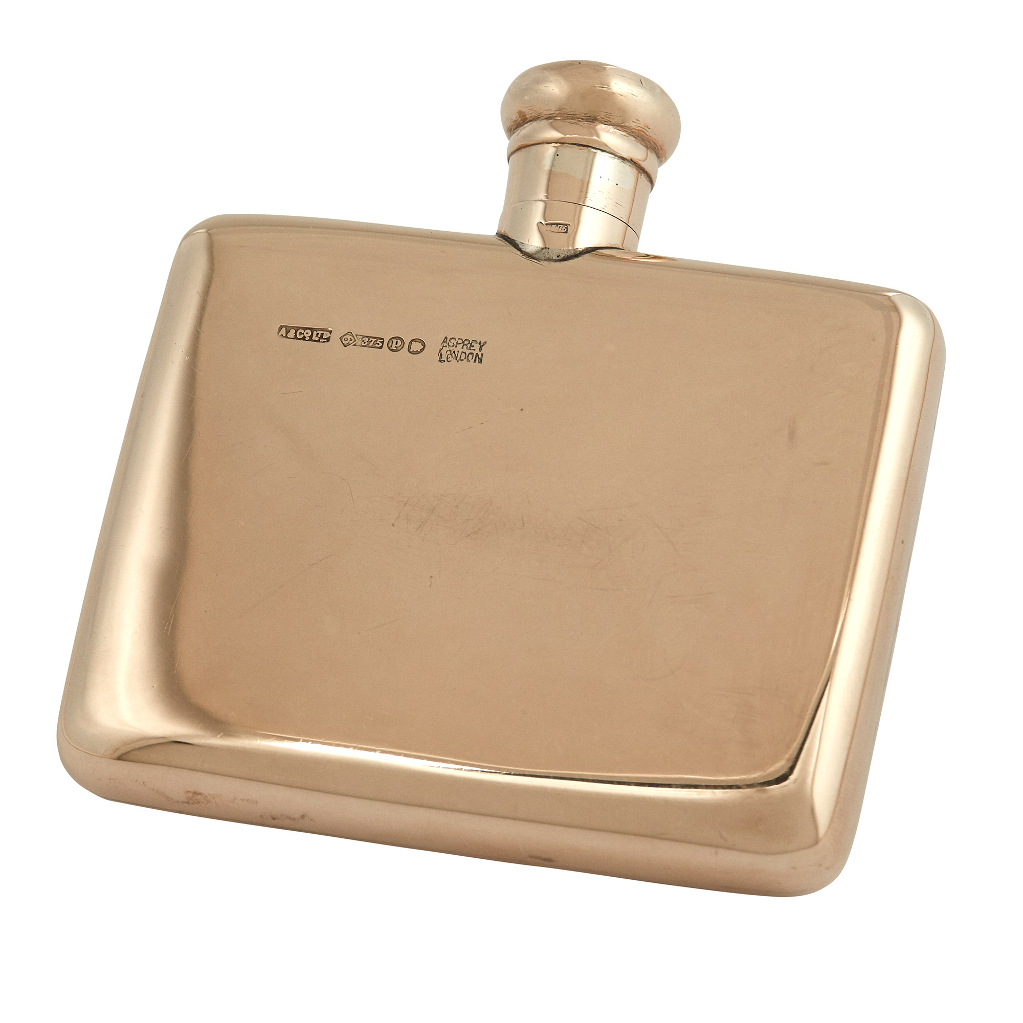 Lot image - Asprey 9 kt. Yellow Gold Scent Flask