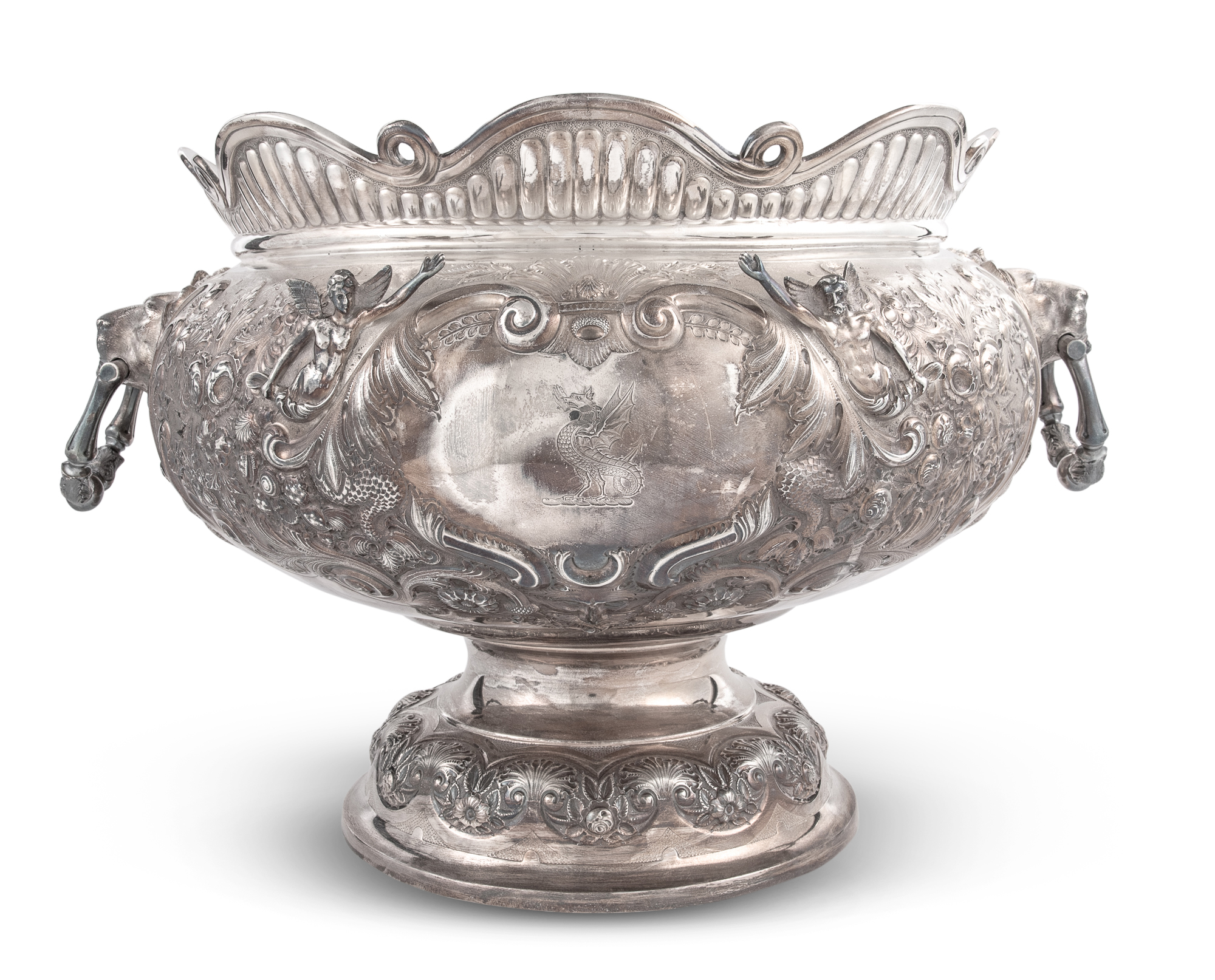 Lot image - Monumental Victorian Sterling Silver Punch Bowl