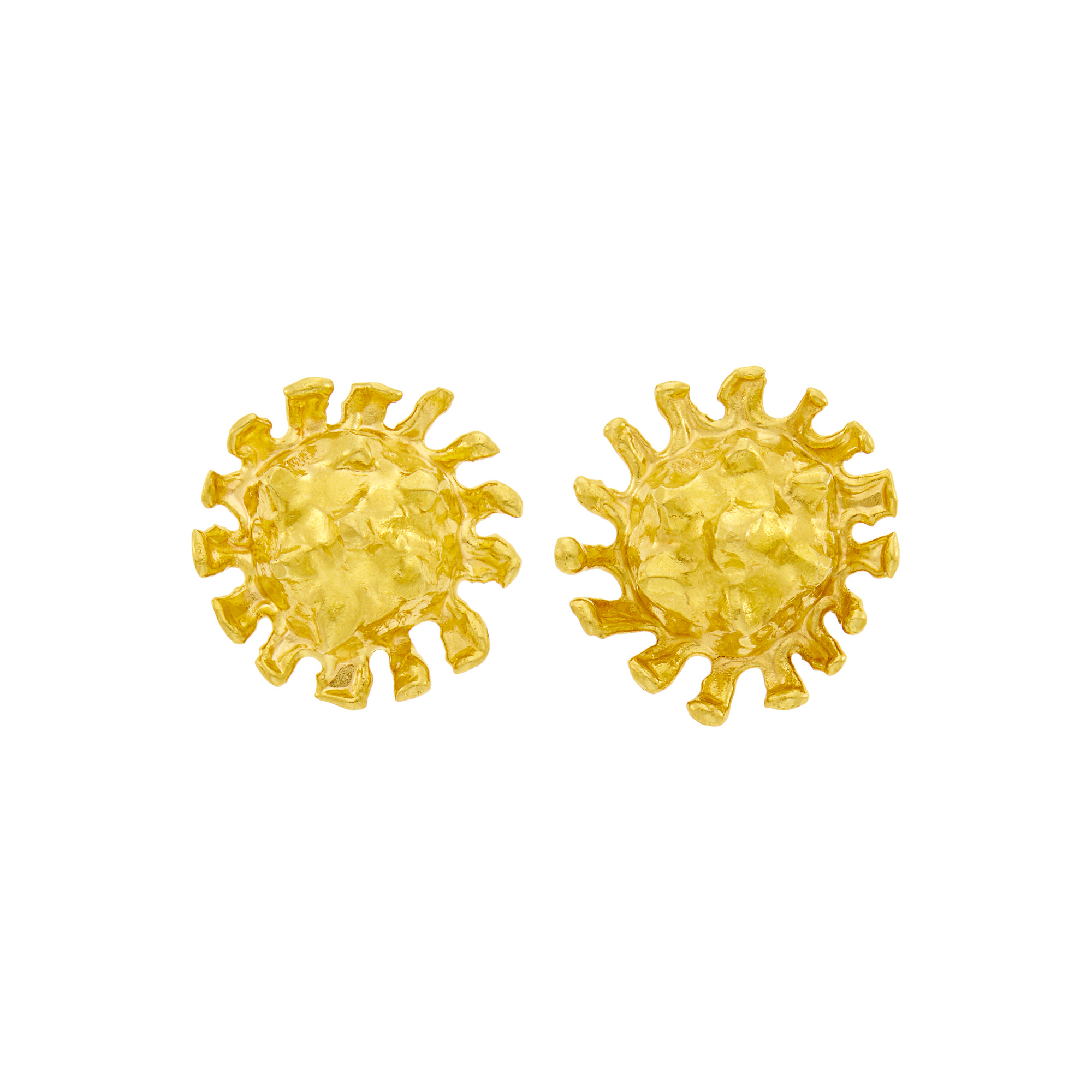 Lot image - Jean Mahie Pair of High Karat Gold Sunflower Earrings