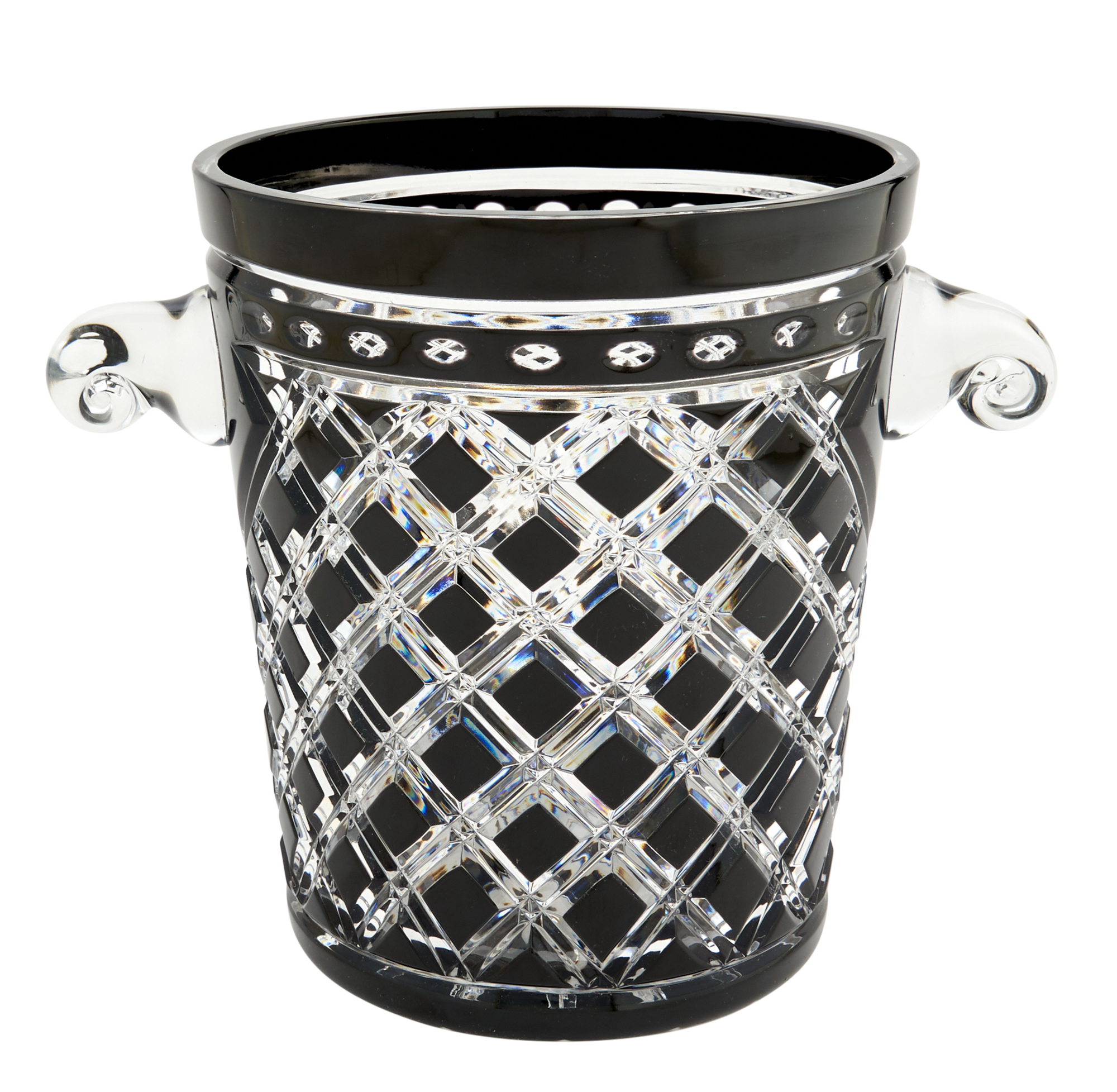 Lot image - Deco Style Black Cut to Clear Glass Bottle Cooler