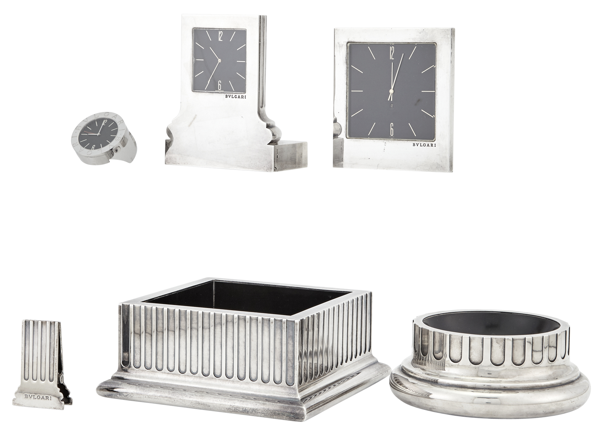 Lot image - Five Bulgari Sterling Silver Desk Accessories