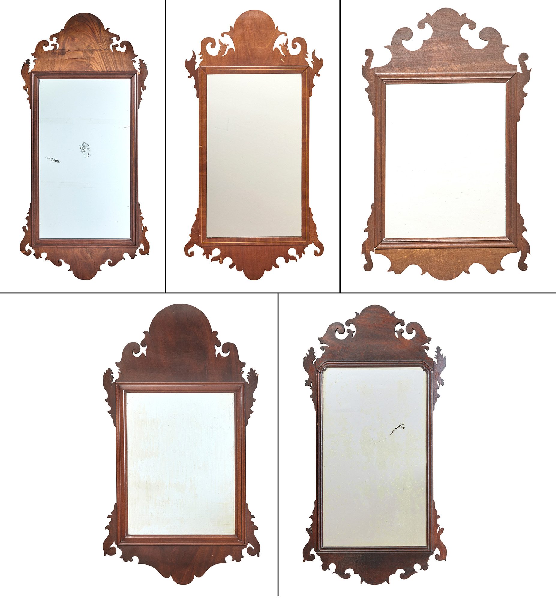 Lot image - Federal Mahogany Scrolled and Arched Mirror