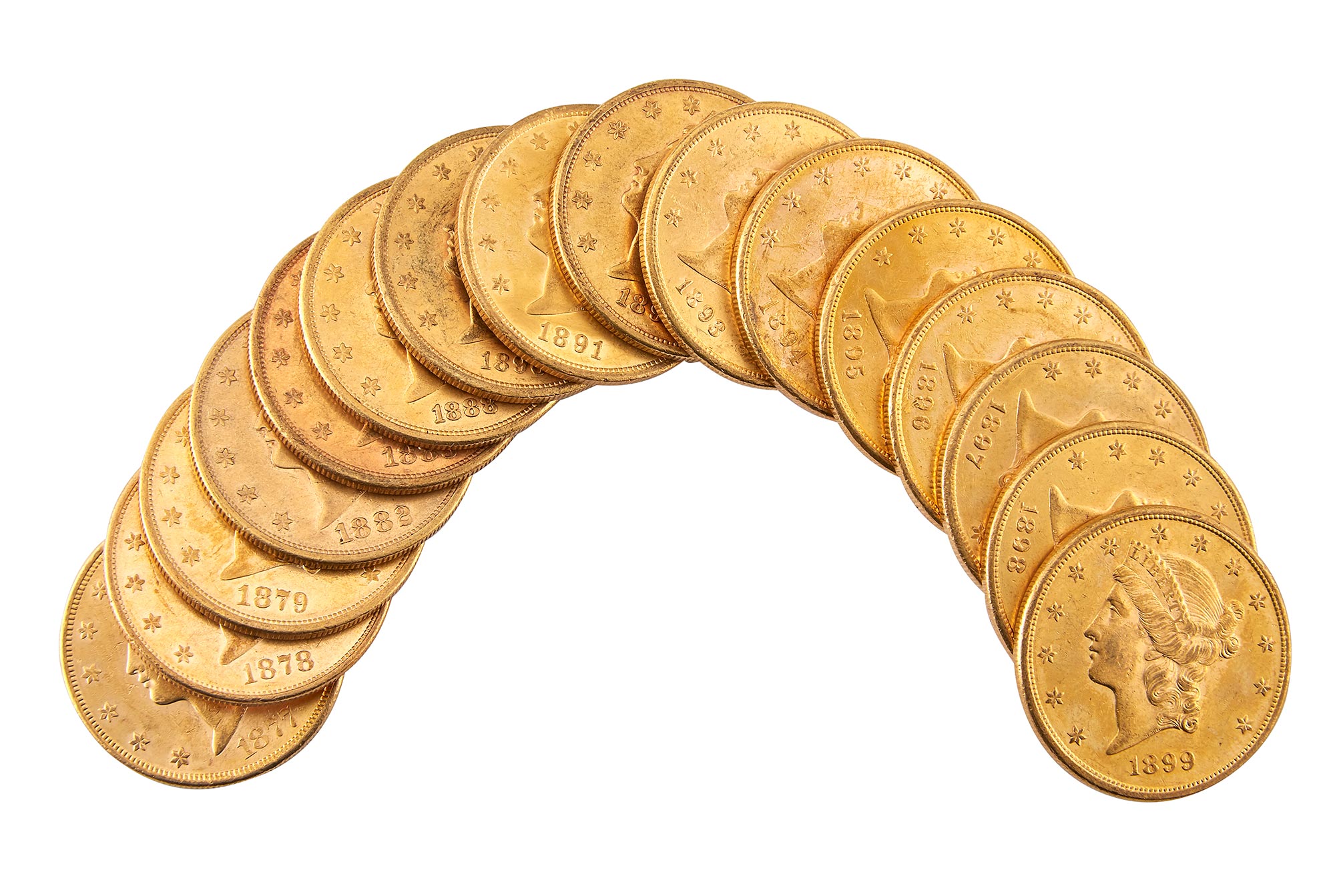 Lot image - United States Liberty Head Double Eagle Group of Sixteen