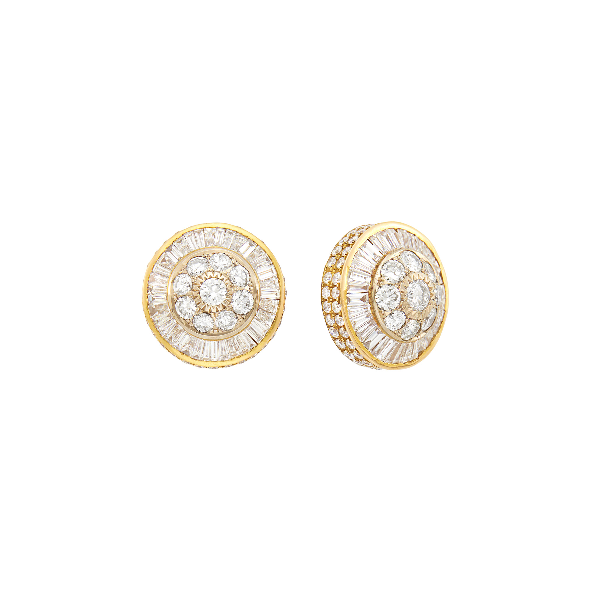 Lot image - Pair of Gold and Diamond Earrings