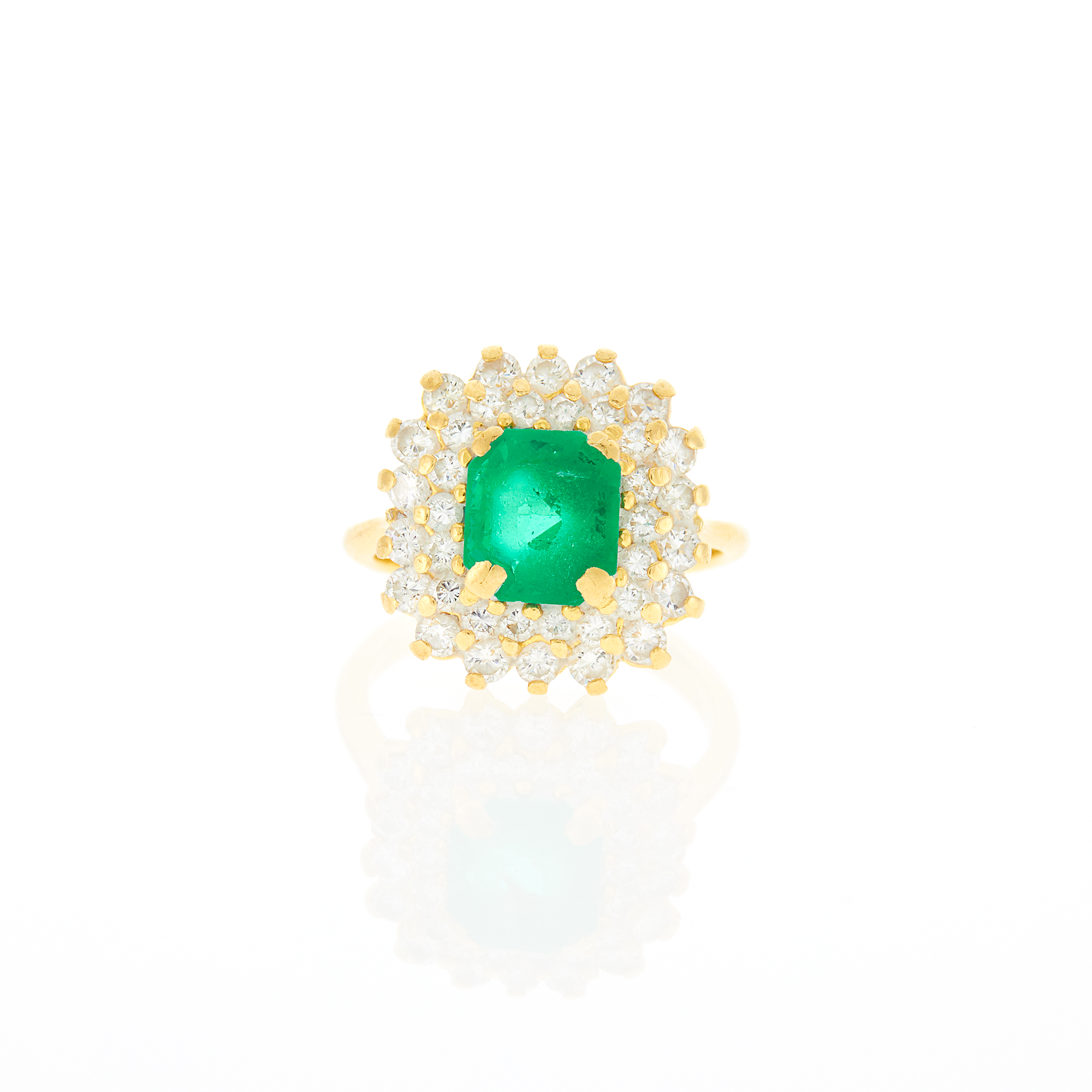 Lot image - Gold, Emerald and Diamond Ring