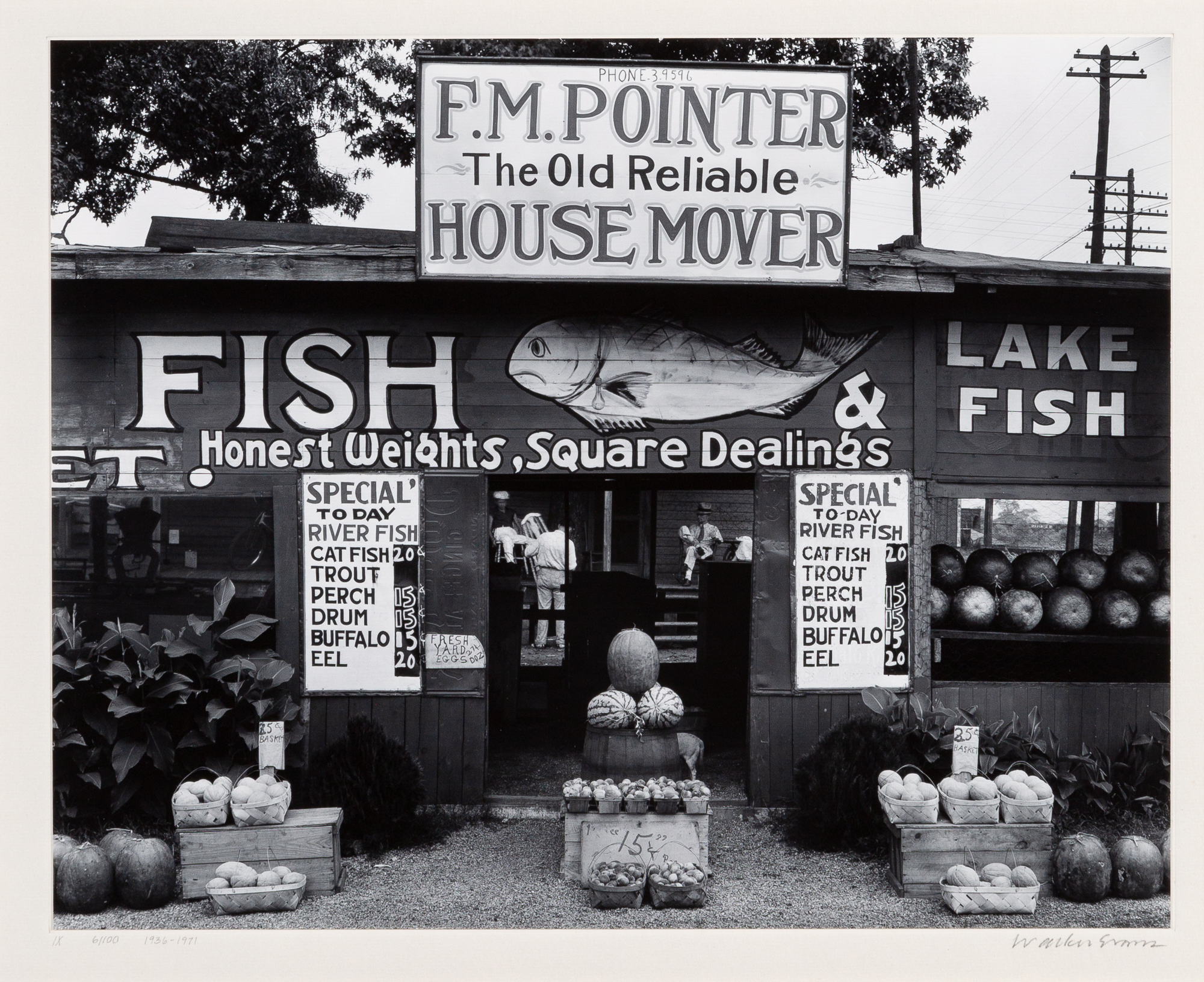 Lot image - EVANS, WALKER (1903-1975)  [Fish Market near Birmingham, Alabama]