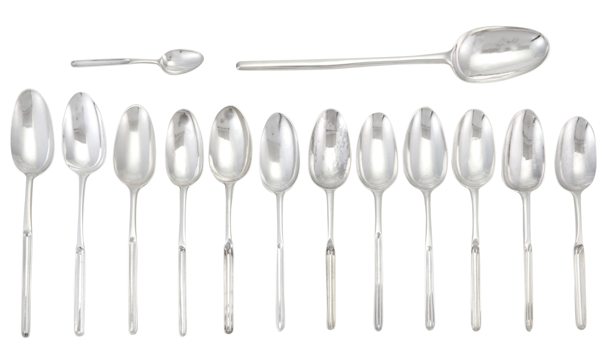 Lot image - Group of Fourteen Georgian Sterling Silver Marrow Spoons