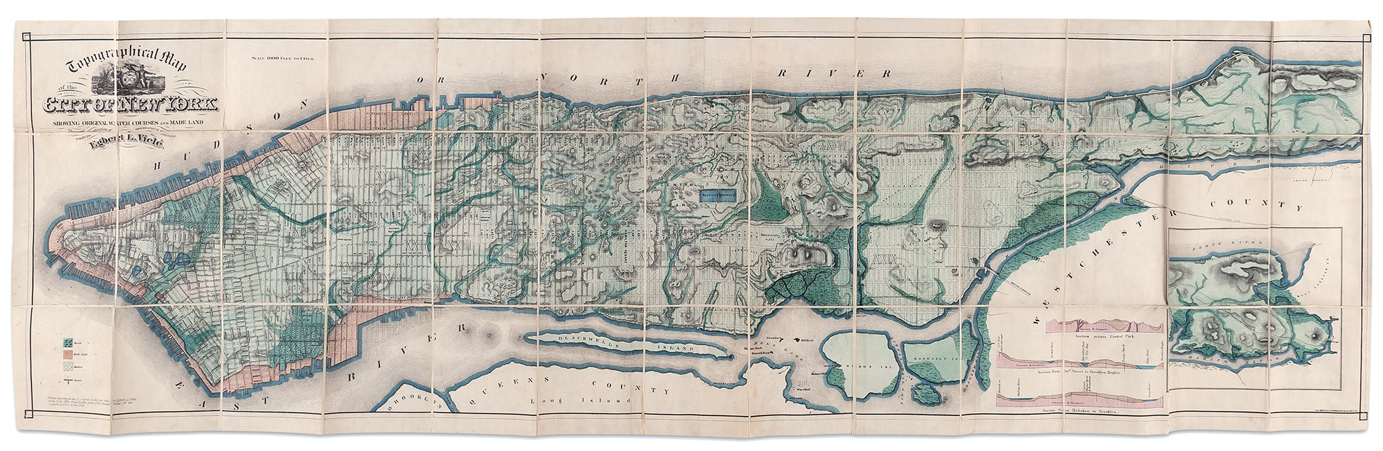 Lot image - [NEW YORK]  VIELE, EGBERT. The Topography and Hydrology of New York.