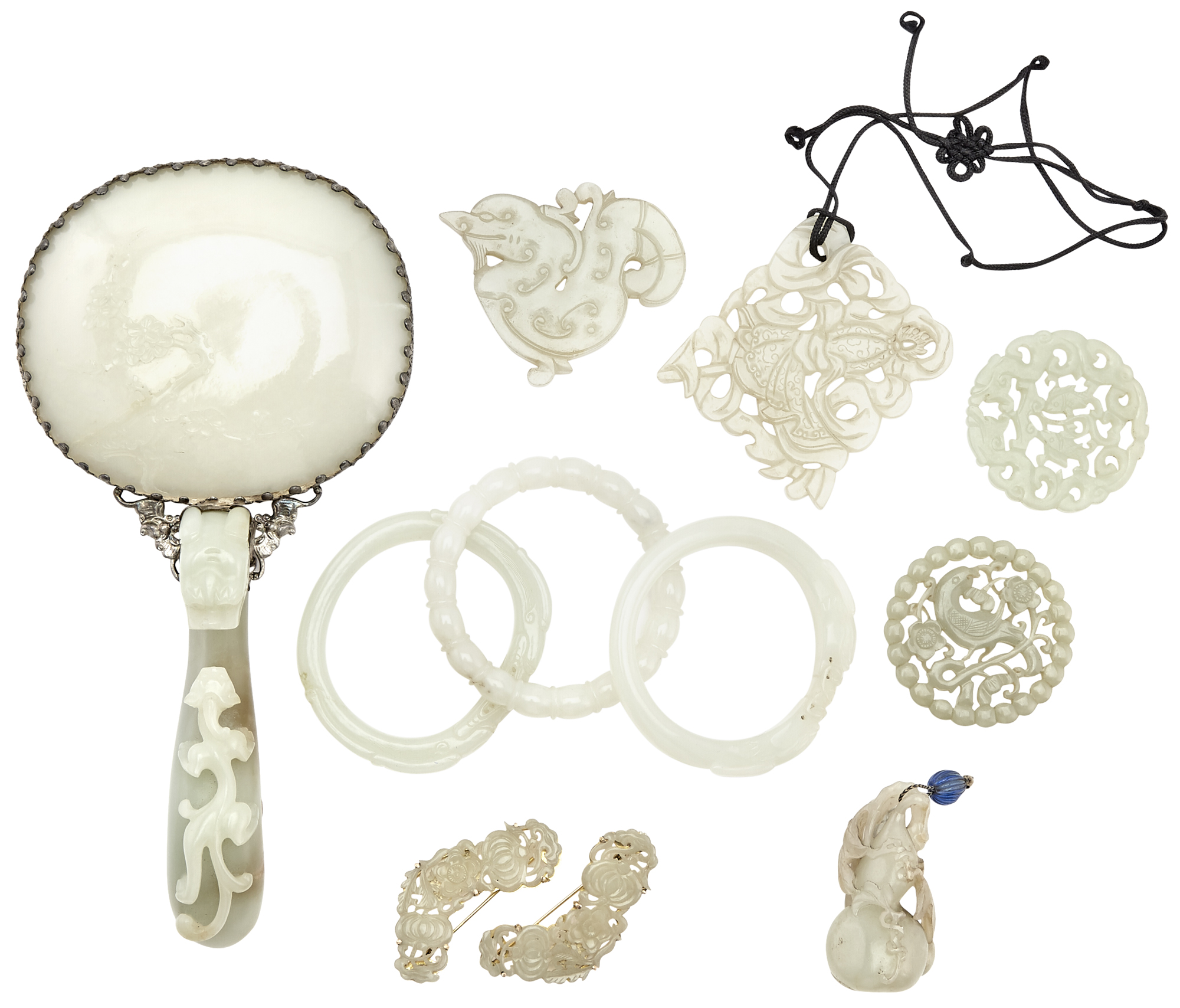 Lot image - Group of Ten Chinese White Jade Carvings