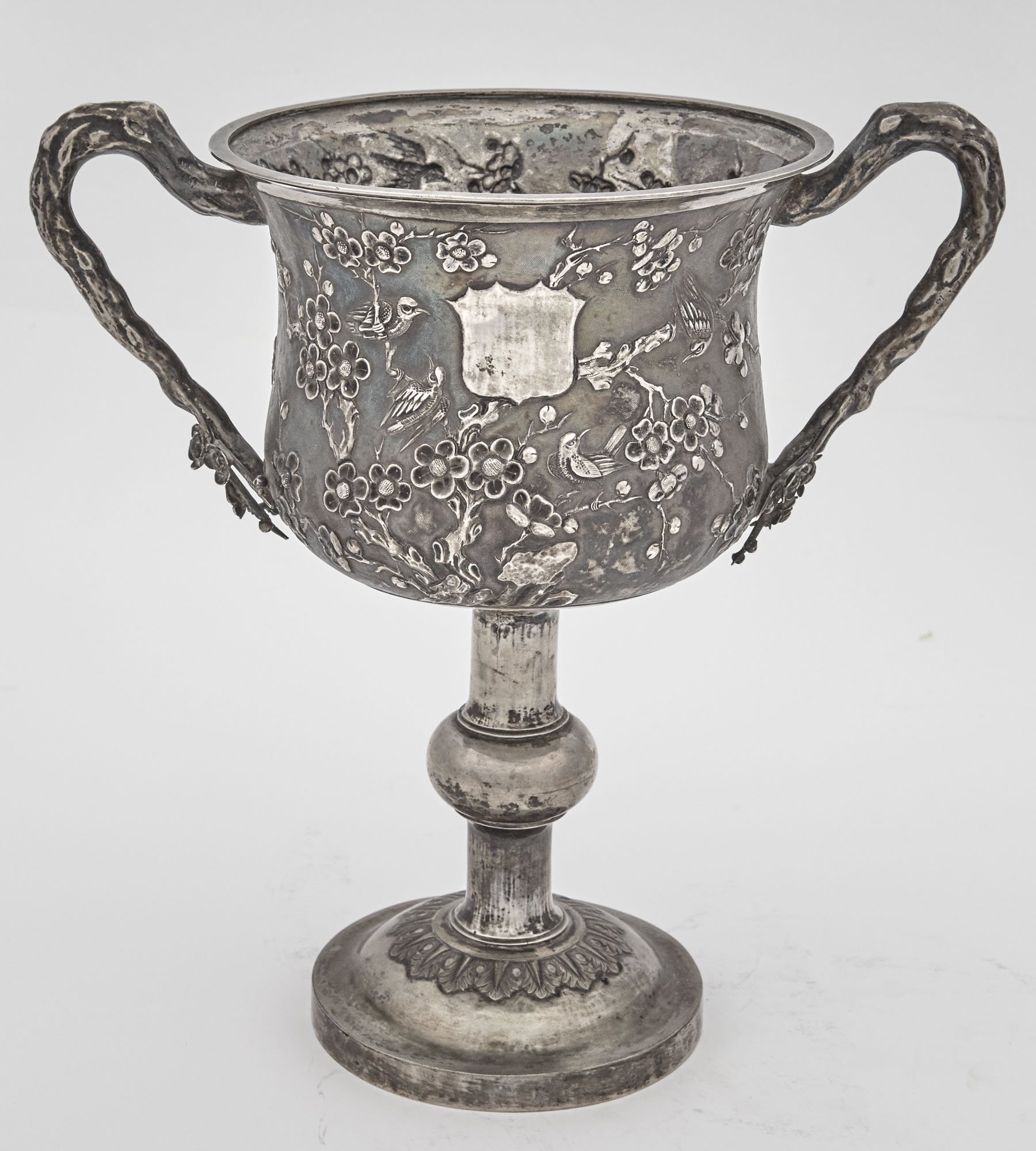 Lot image - Chinese Export Silver Two Handled Cup