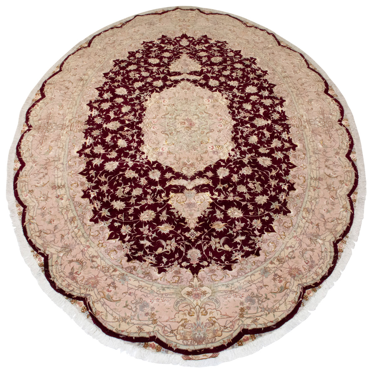 Lot image - Oval Kurkwool and Silk Tabriz Carpet