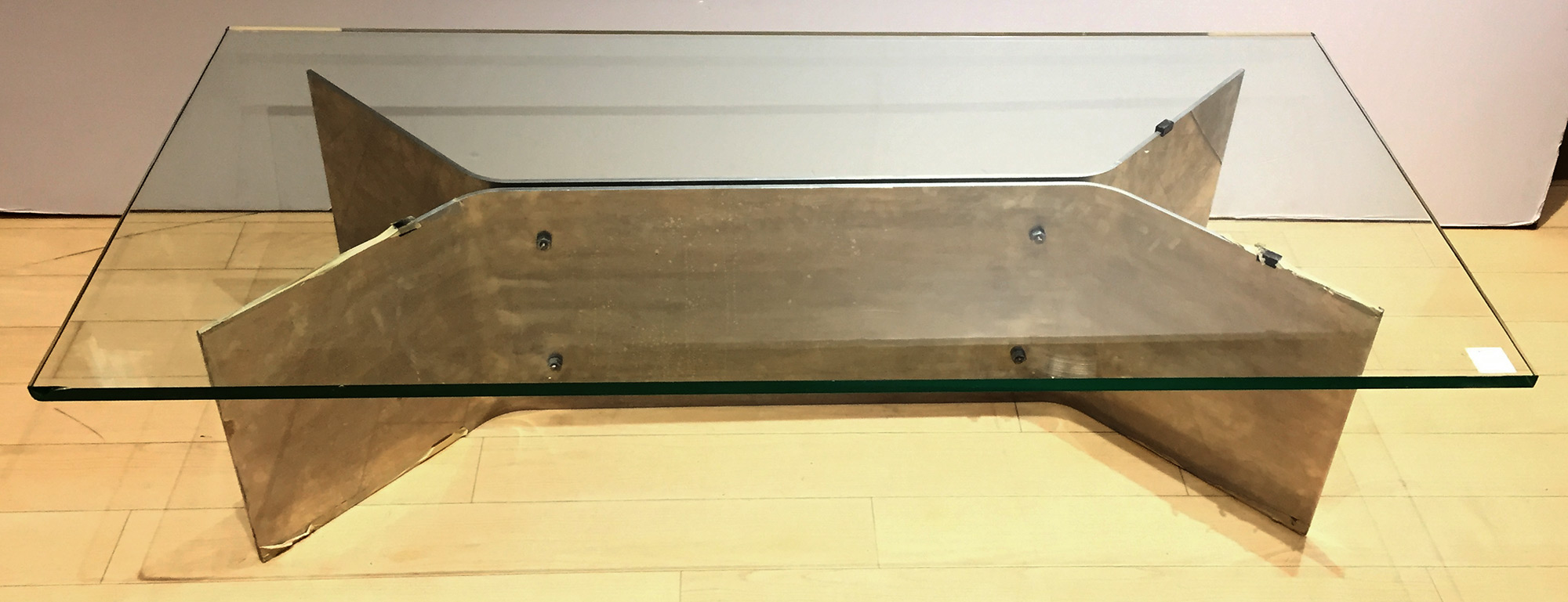 Lot image - Contemporary Design Glass and Aluminum Low Table