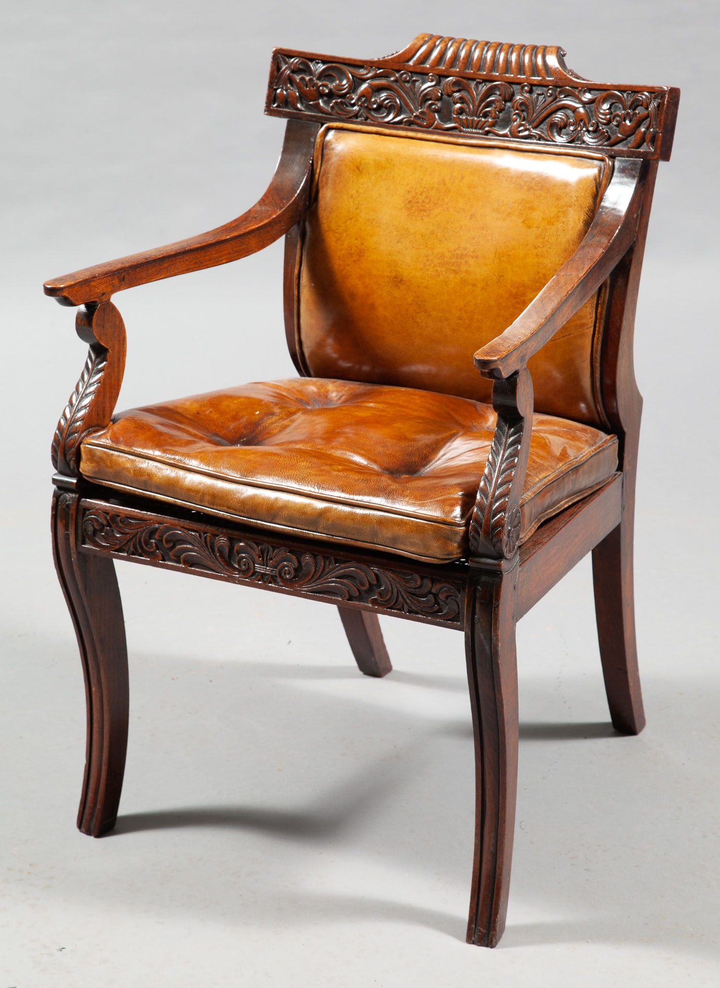 Lot image - Anglo-Indian Hardwood and Caned Armchair