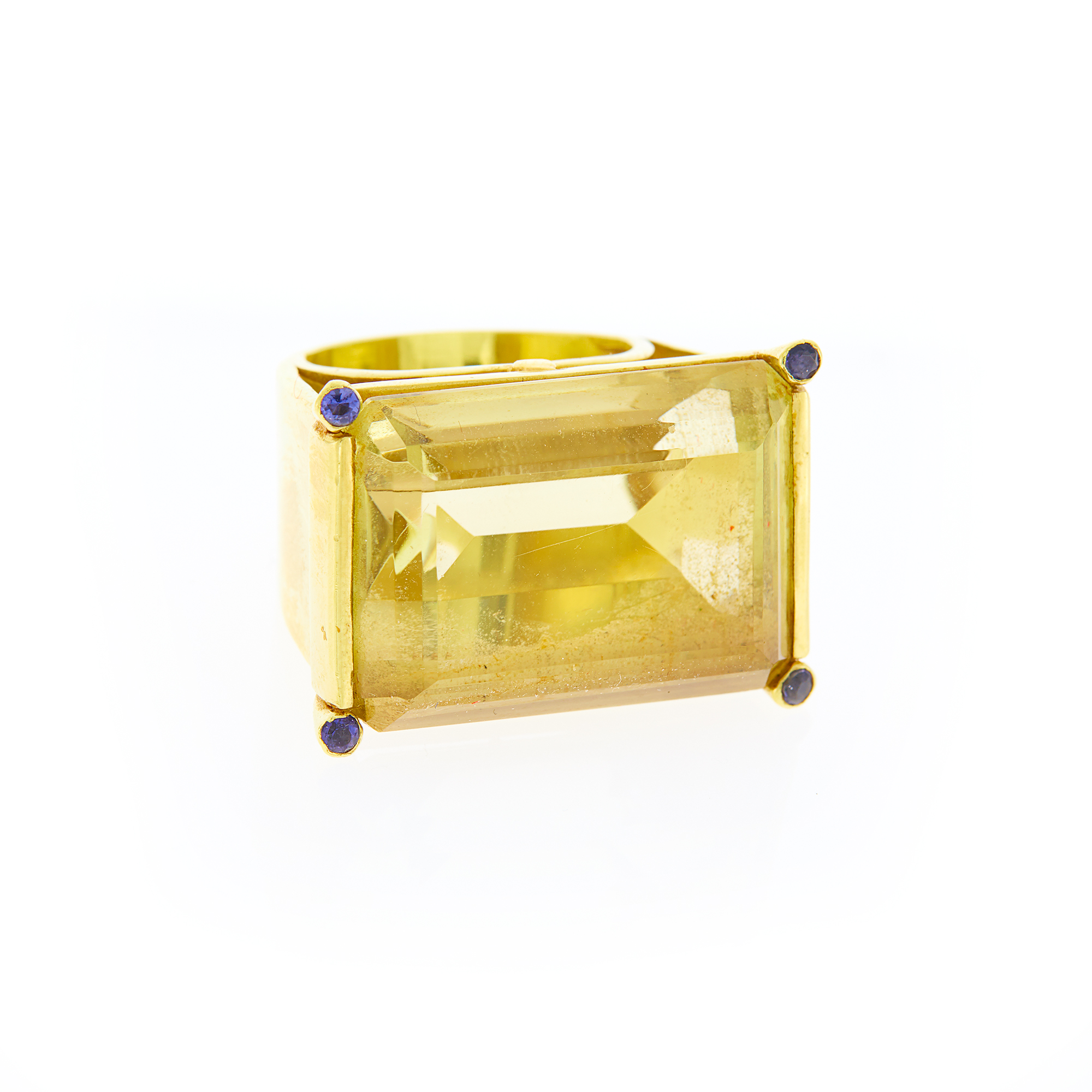 Lot image - Gold, Yellow Quartz and Iolite Ring