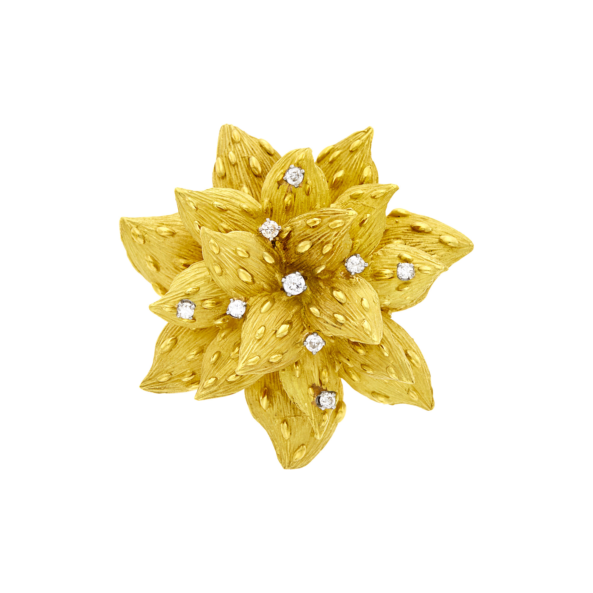 Lot image - Gold and Diamond Flower Brooch