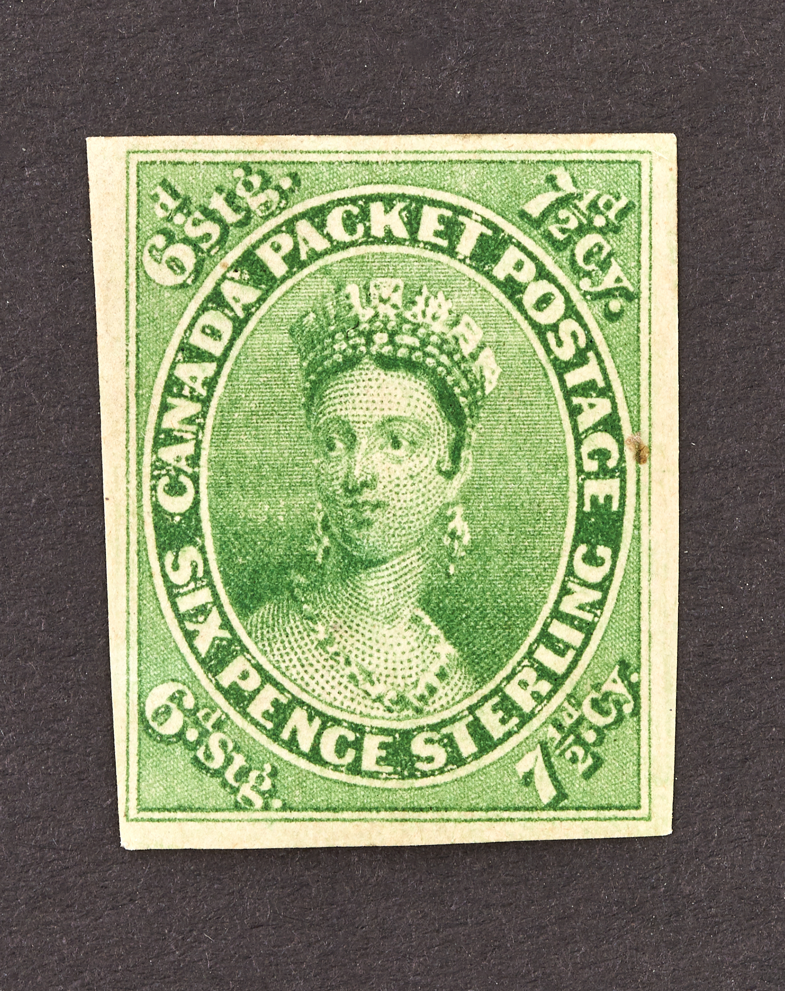 Lot image - Canada 1857 7 1/2 Pence Unused, Scott 9 $10,000