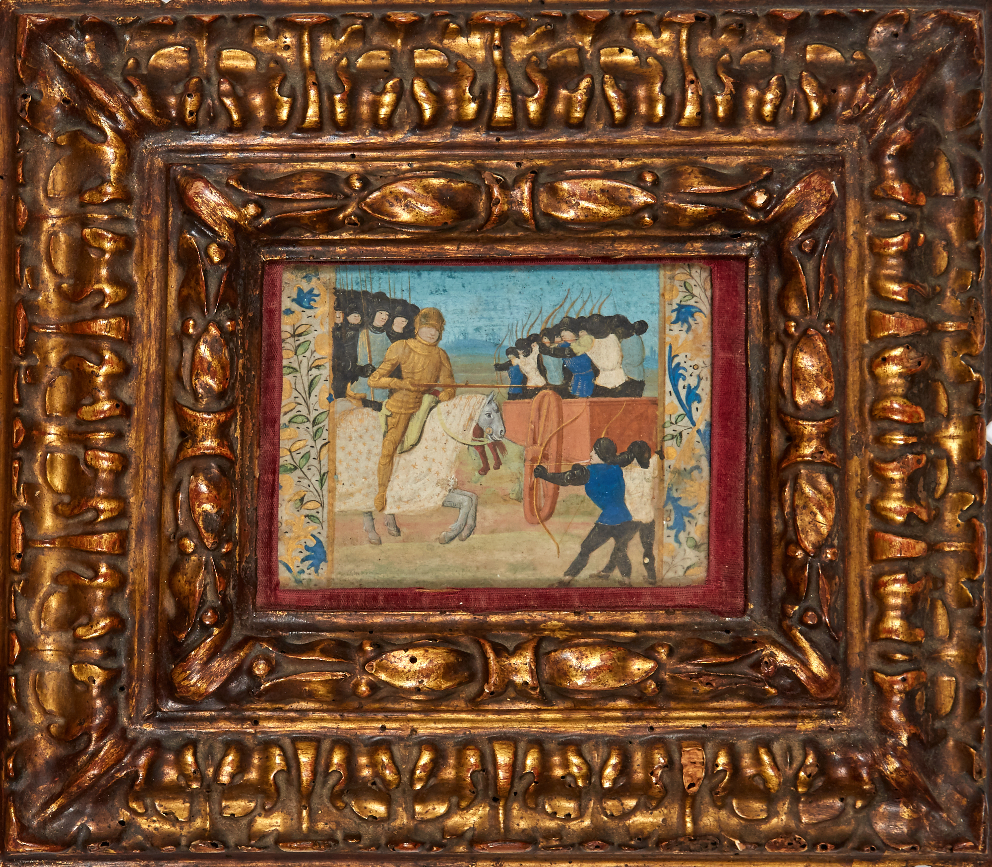 Lot image - [MANUSCRIPT]  Extracted miniature from a French Romaunt or Chronicle.