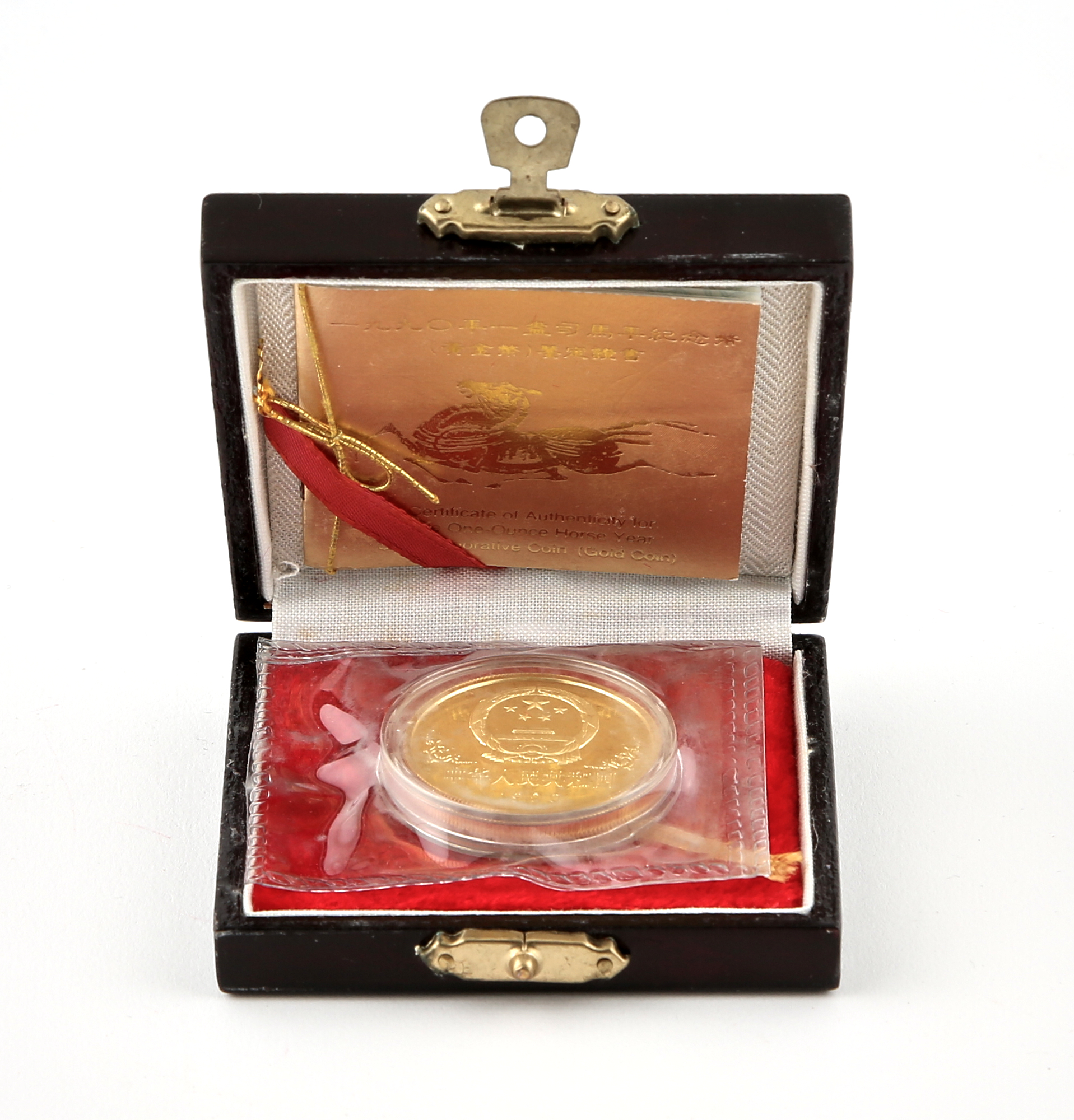 Lot image - China 1990 Lunar Year of the  Horse One Ounce Gold Proof  Y# 225