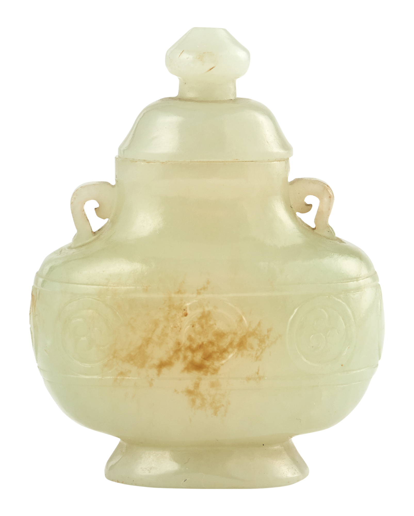 Lot image - A Chinese Miniature White Jade Vase and Cover