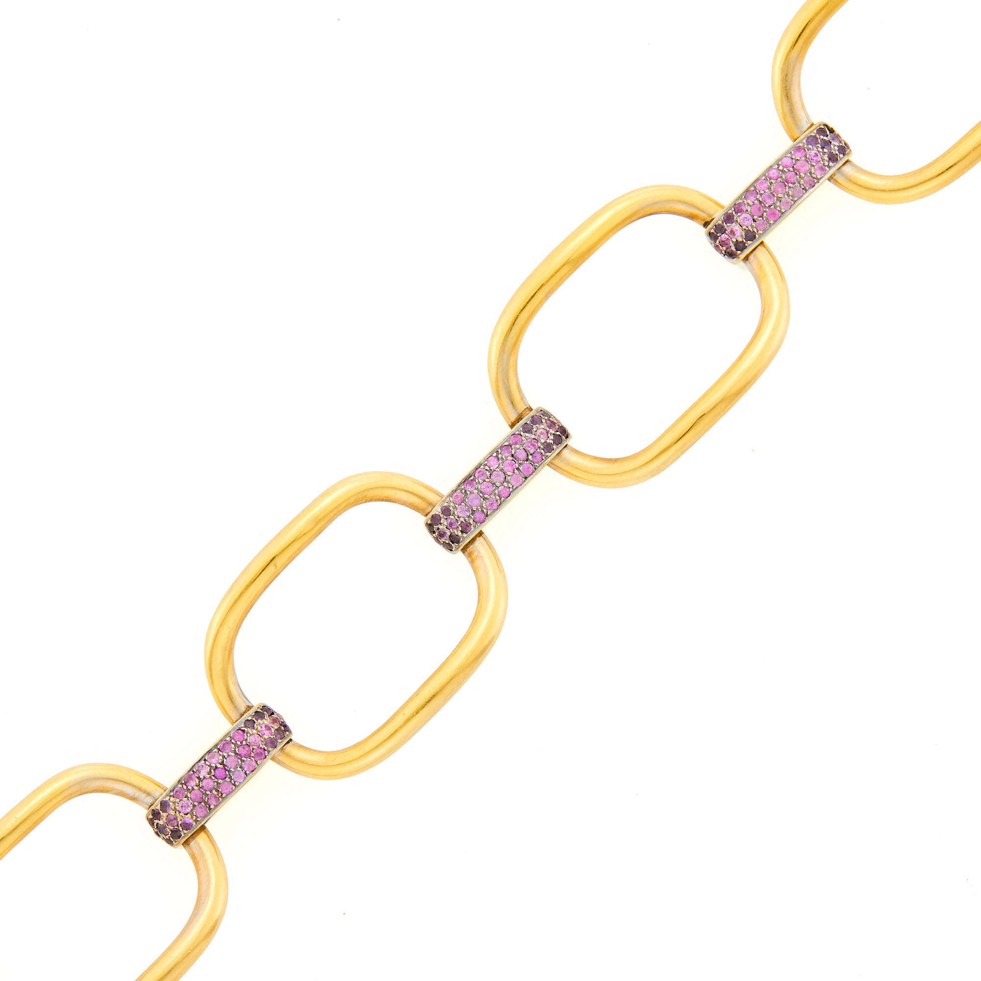 Lot image - Attributed to Ileana Makri Gold, Pink and Purple Sapphire Link Bracelet