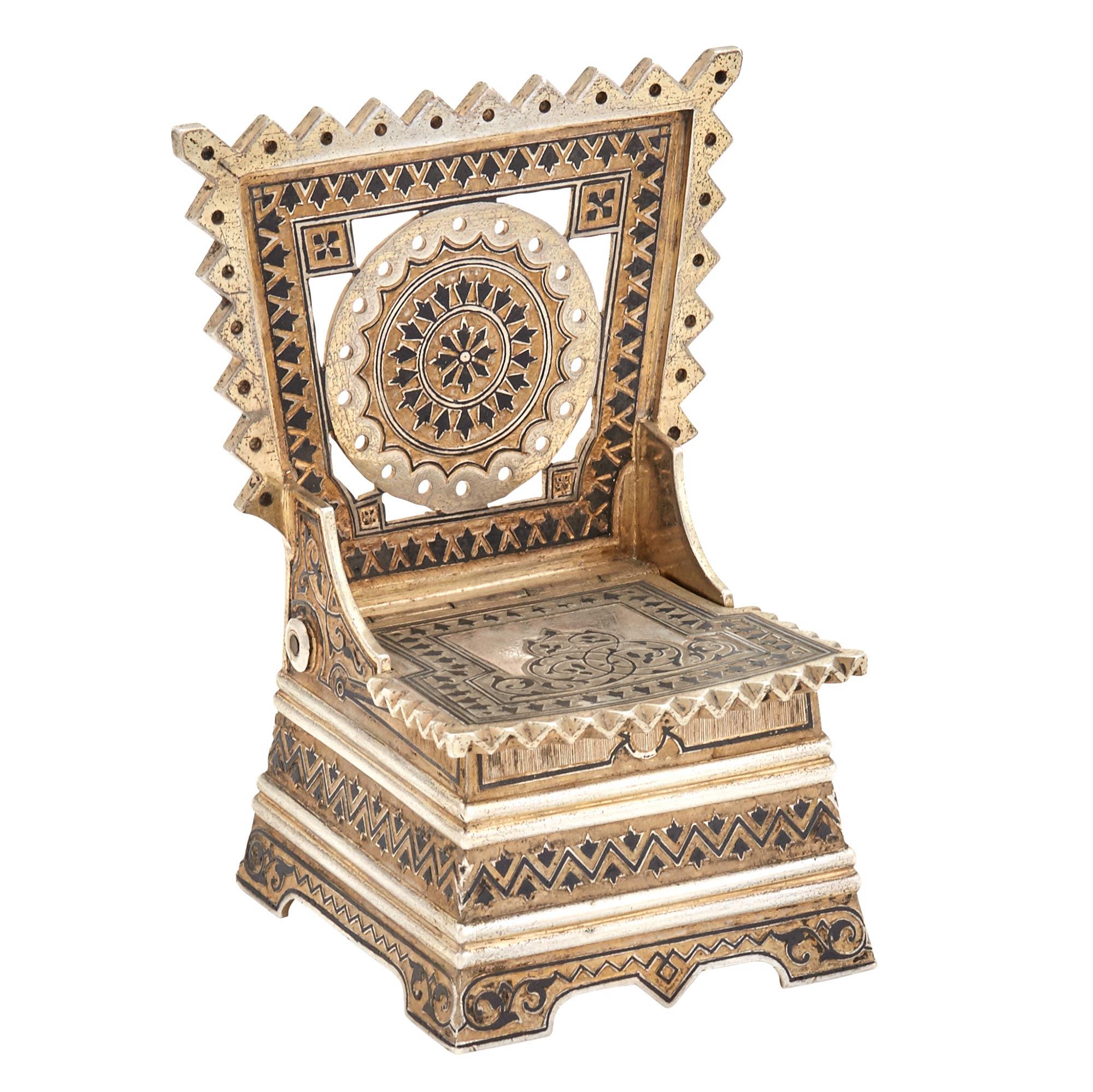 Lot image - Russian Silver-Gilt and Niello Salt Throne