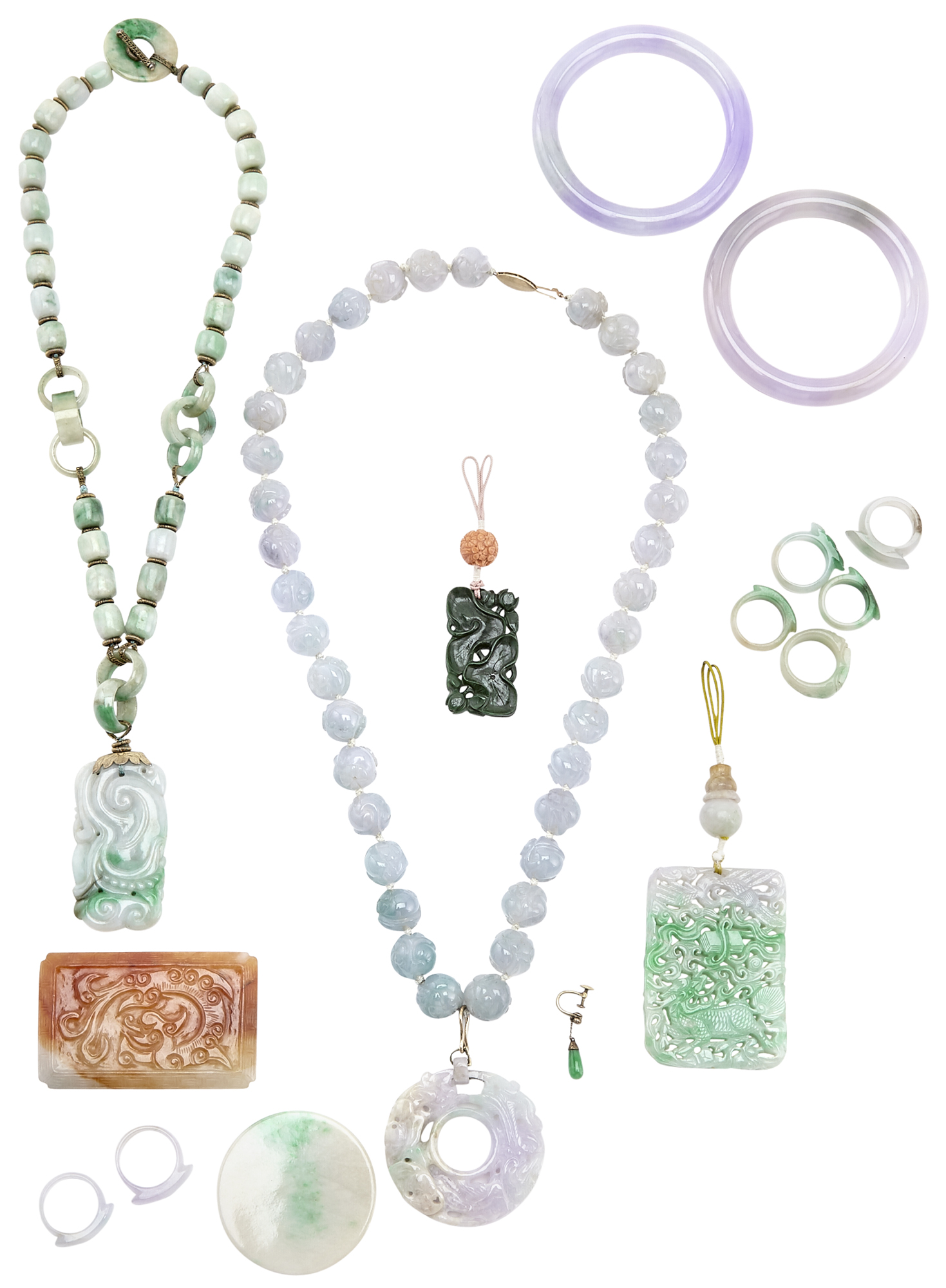 Lot image - Group of Ten Chinese Jadeite Carvings