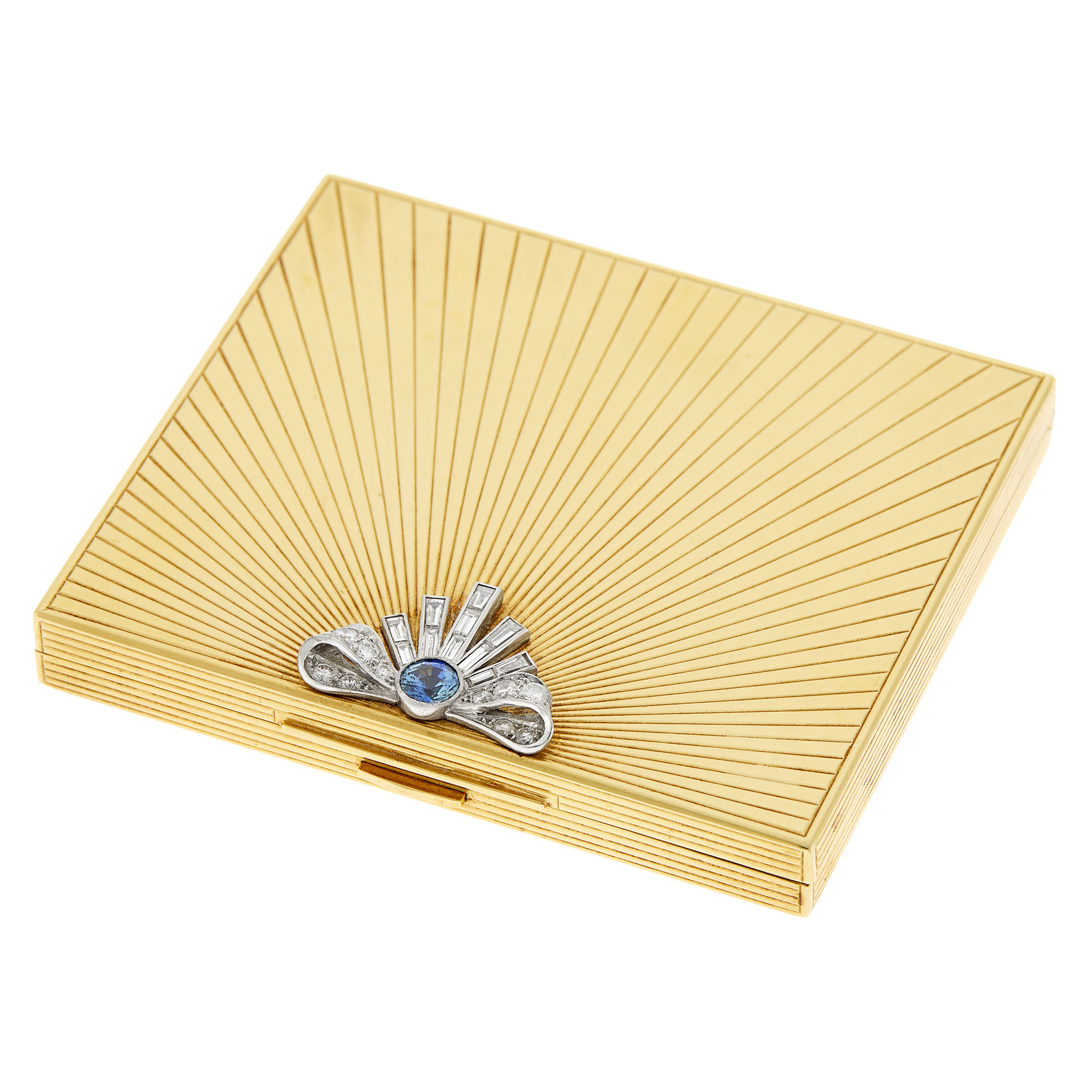 Lot image - Gold, Platinum, Sapphire and Diamond Compact