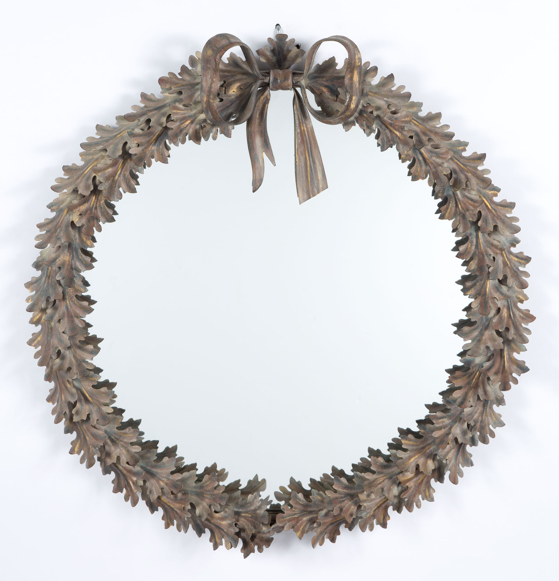 Lot image - Gilt-Metal Wreath-Form Mirror