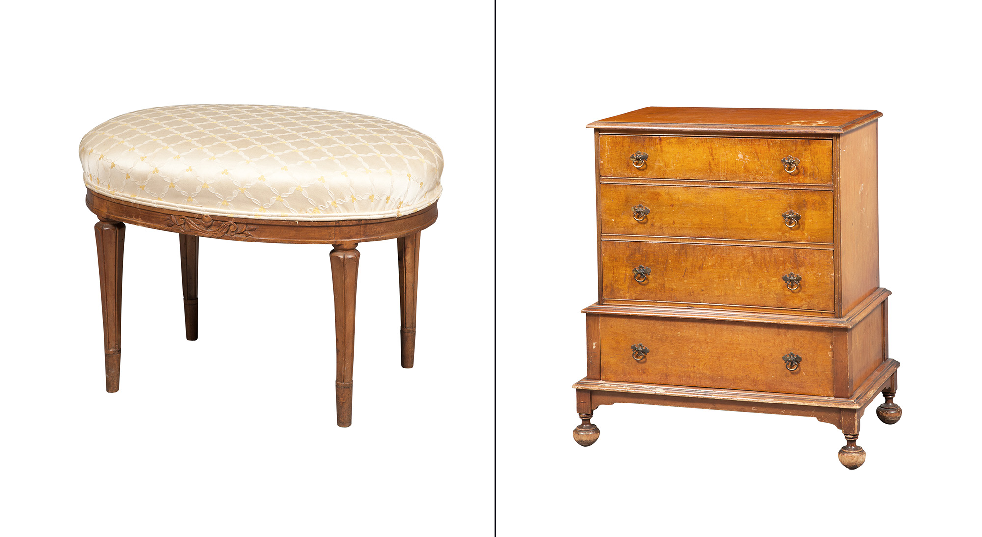 Lot image - Continental Neoclassical Style Beechwood Oval Stool