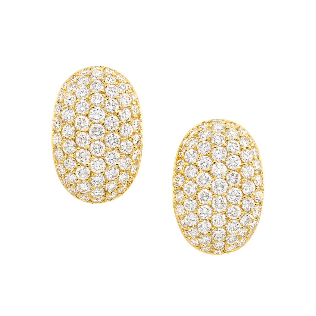 Lot image - Pair of Gold and Diamond Earclips