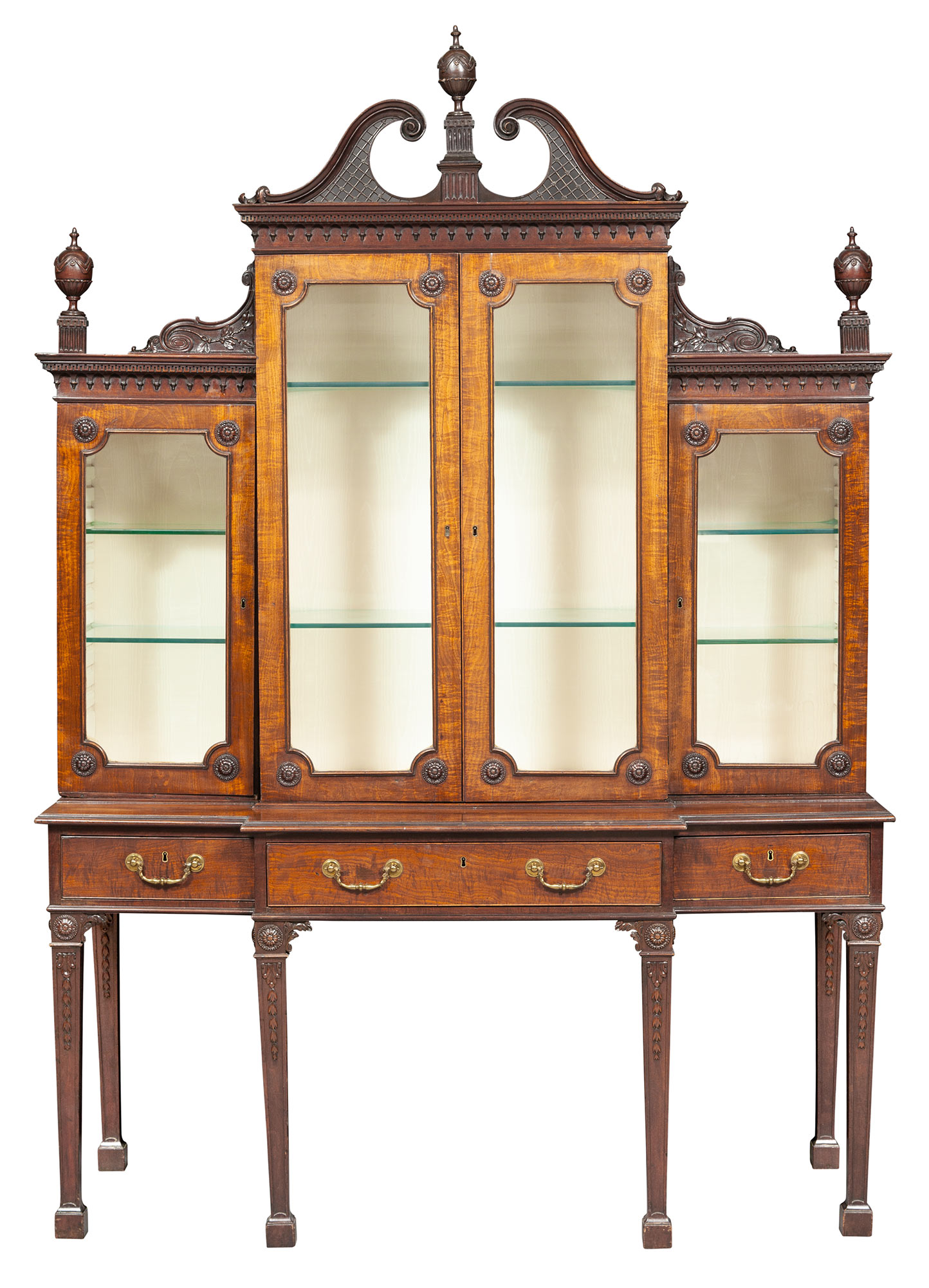 Lot image - George III Mahogany Secretaire-Cabinet on Stand attributed to Thomas Chippendale