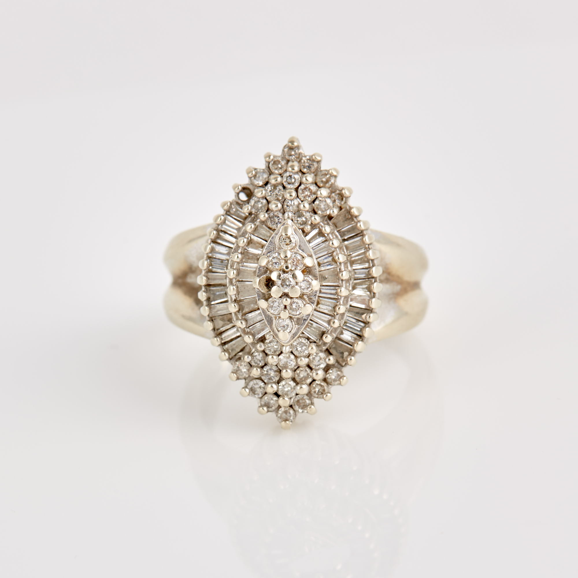 Lot image - Diamond Ring, 75 diamonds about 0.90 ct., 14K 5 dwt., stones missing