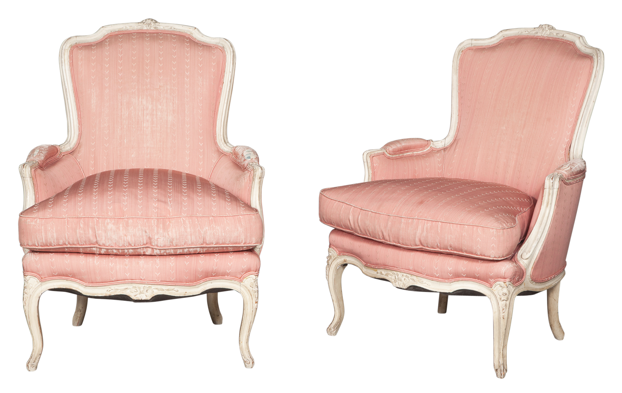 Lot image - Pair of Louis XV Style Painted Bergères