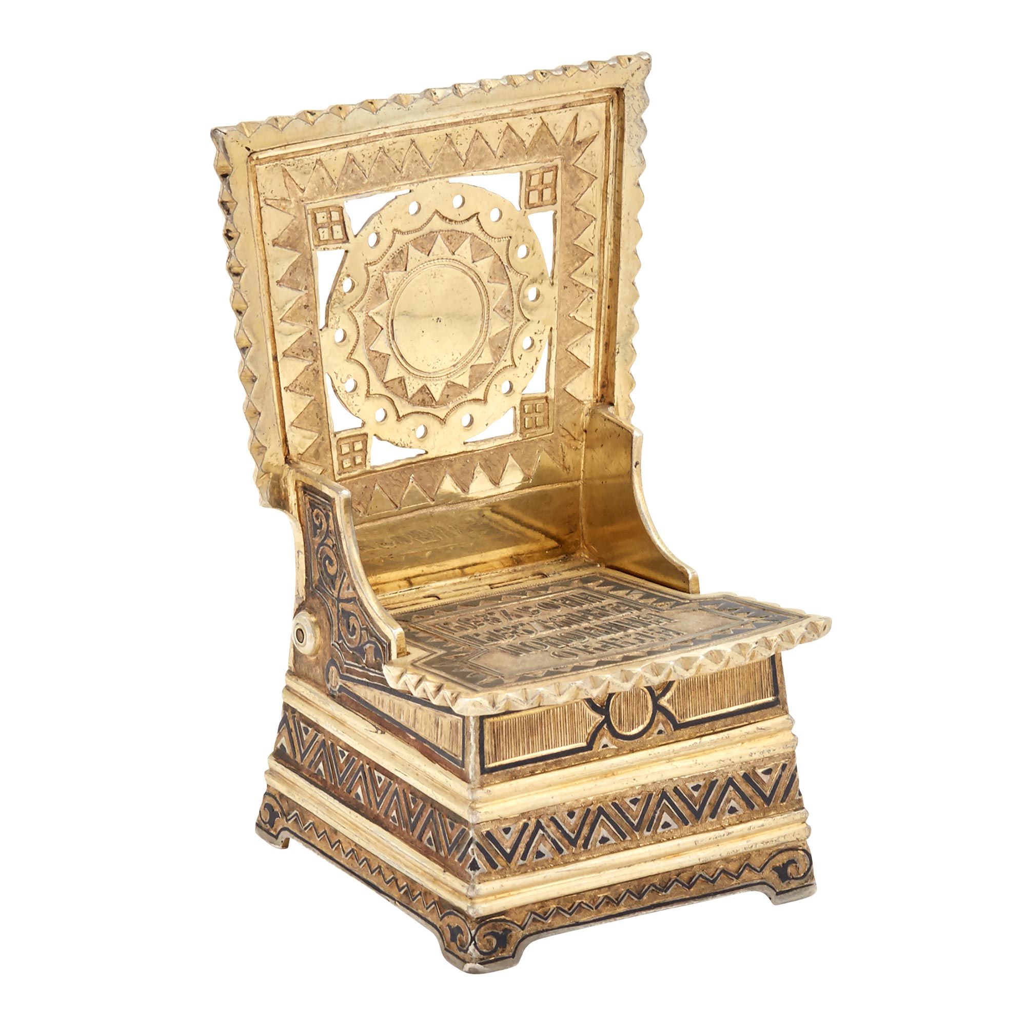 Lot image - Russian Silver-Gilt and Niello Salt Throne