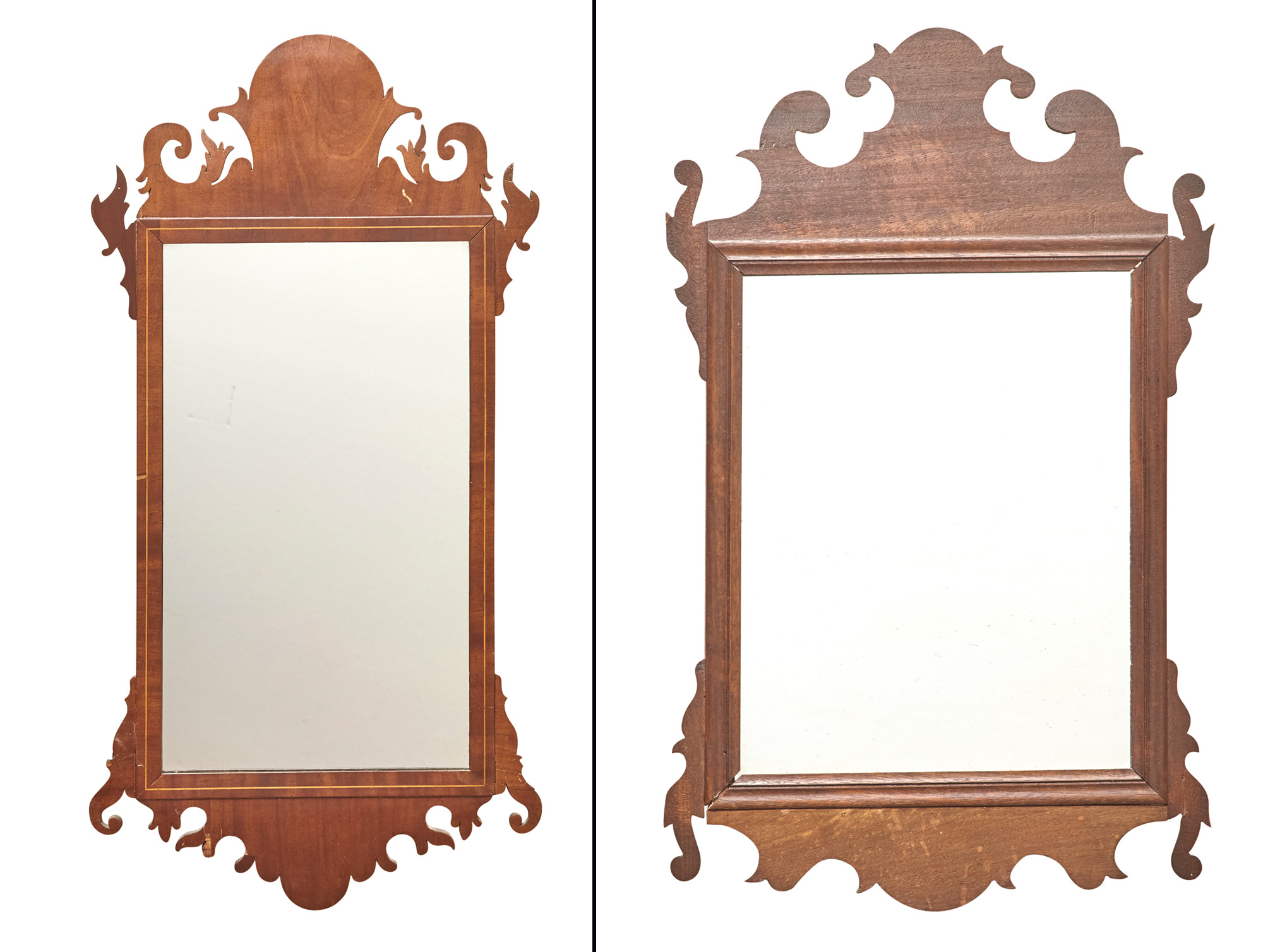 Lot image - Federal Inlaid Mahogany Scrolled and Arched Mirror
