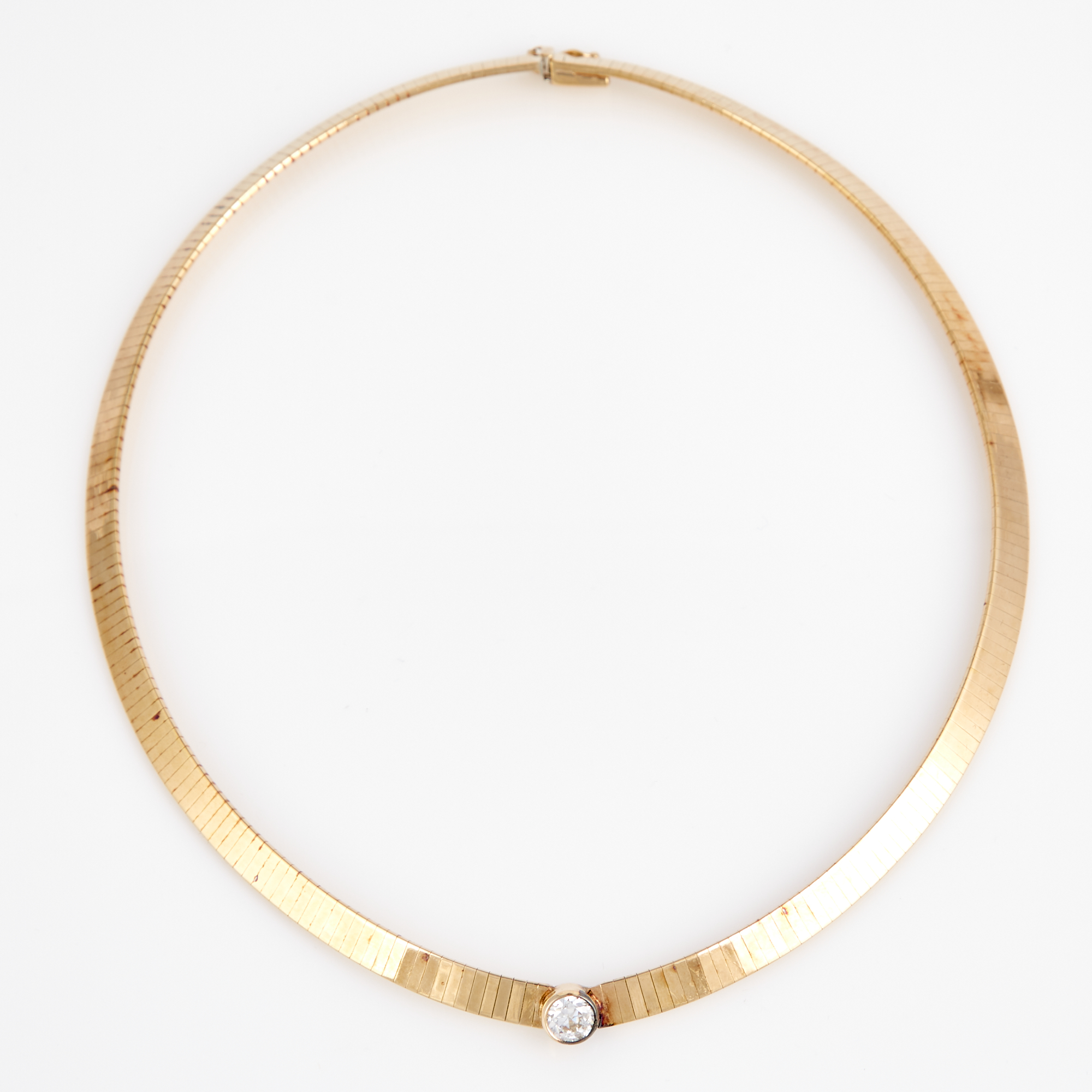 Lot image - Diamond Solitaire Necklace about 0.90 ct., 14K 24 dwt.