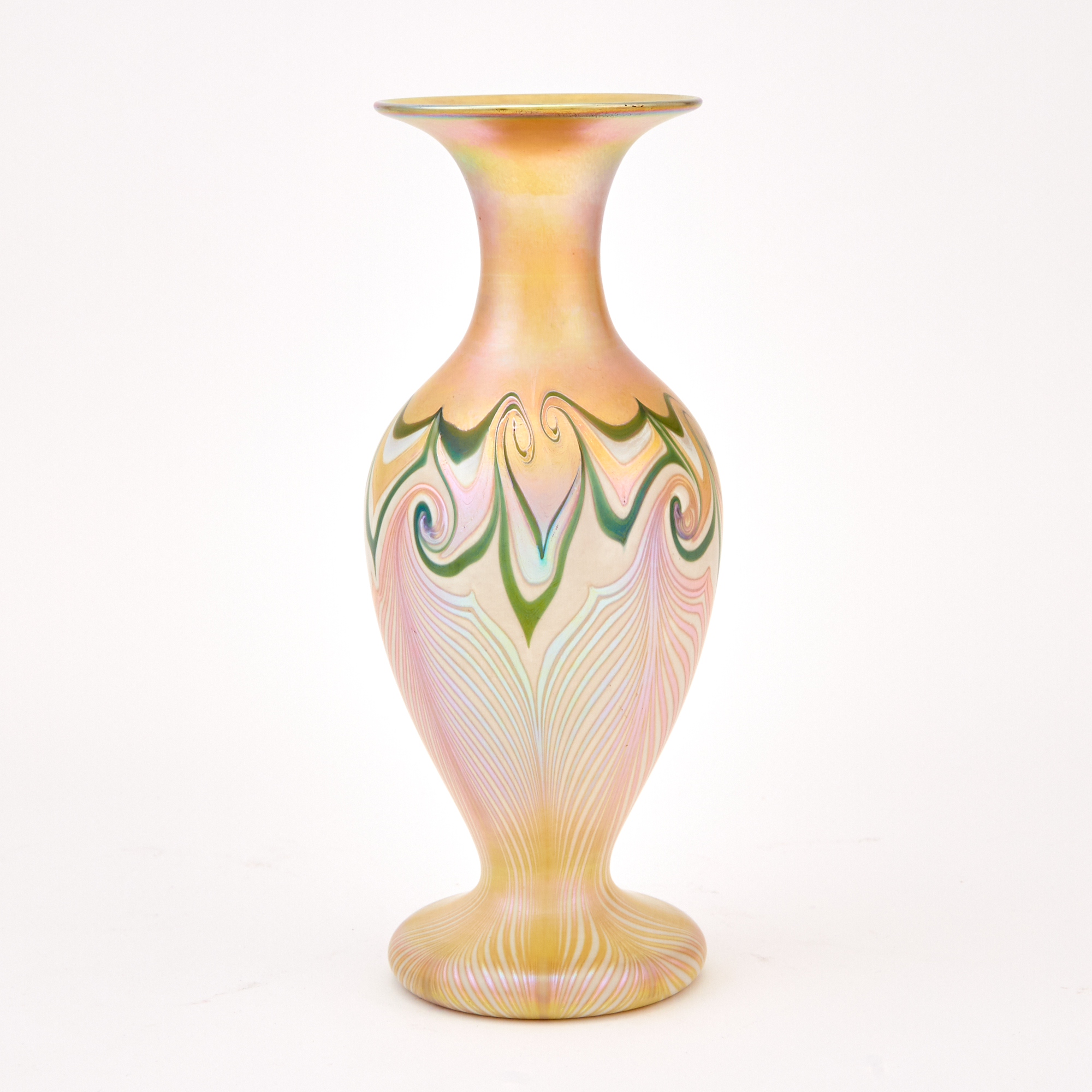 Lot image - Quezal Art Glass and Decorating Co. Glass Vase