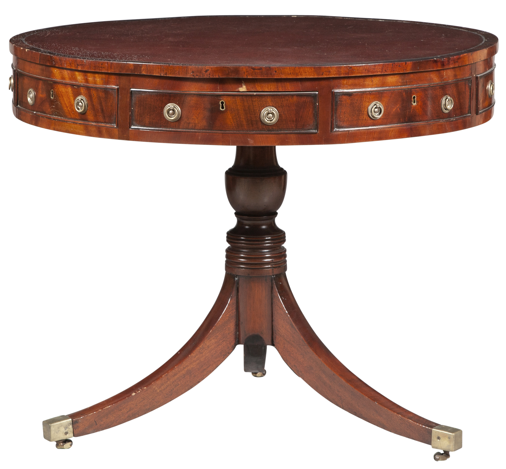 Lot image - Regency Style Mahogany Drum Table